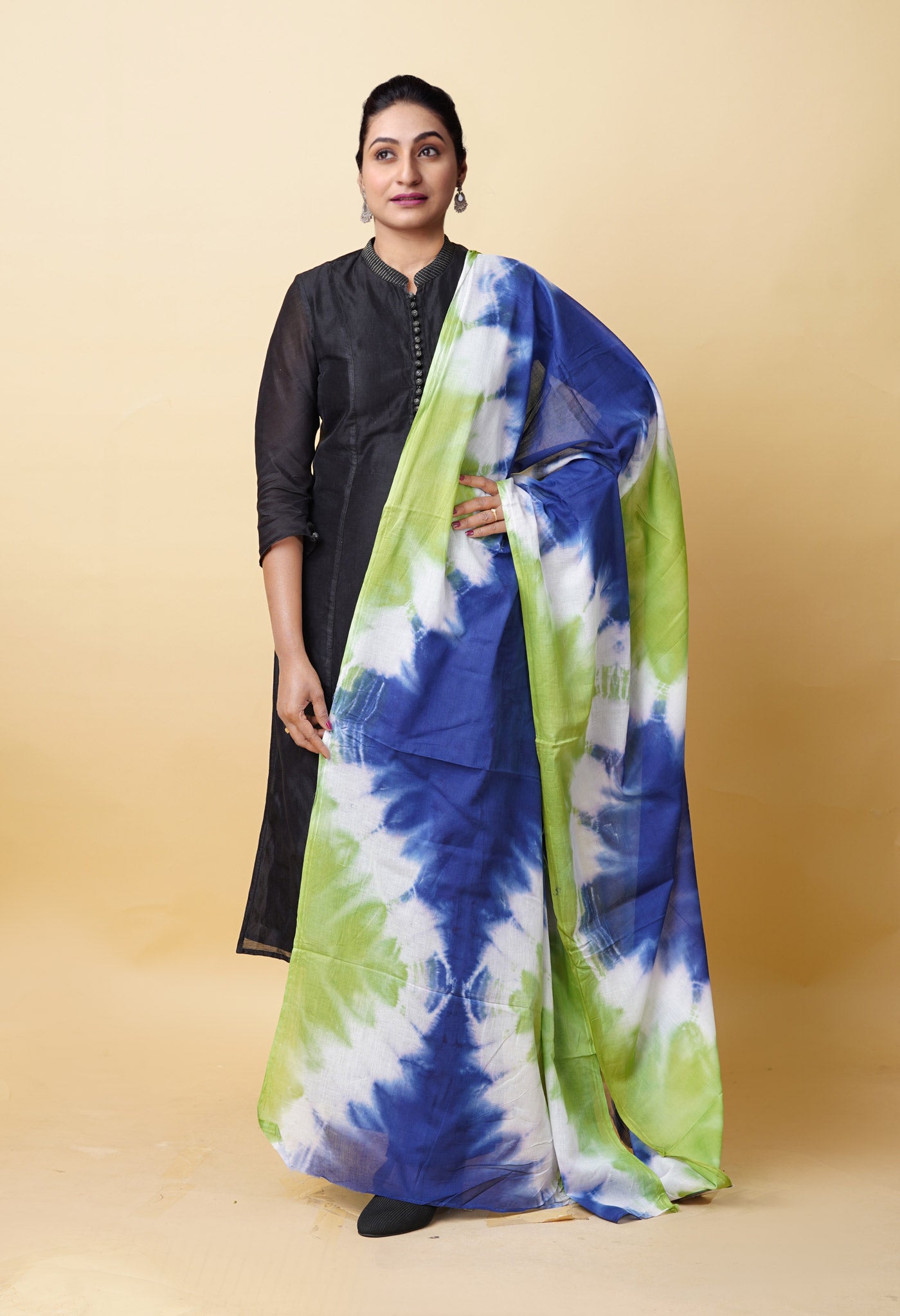Multi Pure Tie And Dye Shibori Printed Soft Cotton Dupatta-UDS5820