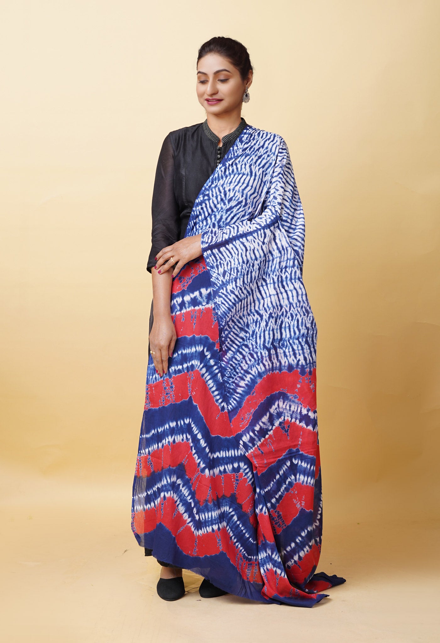 Multi Pure Tie And Dye Shibori Printed Soft Cotton Dupatta-UDS5825