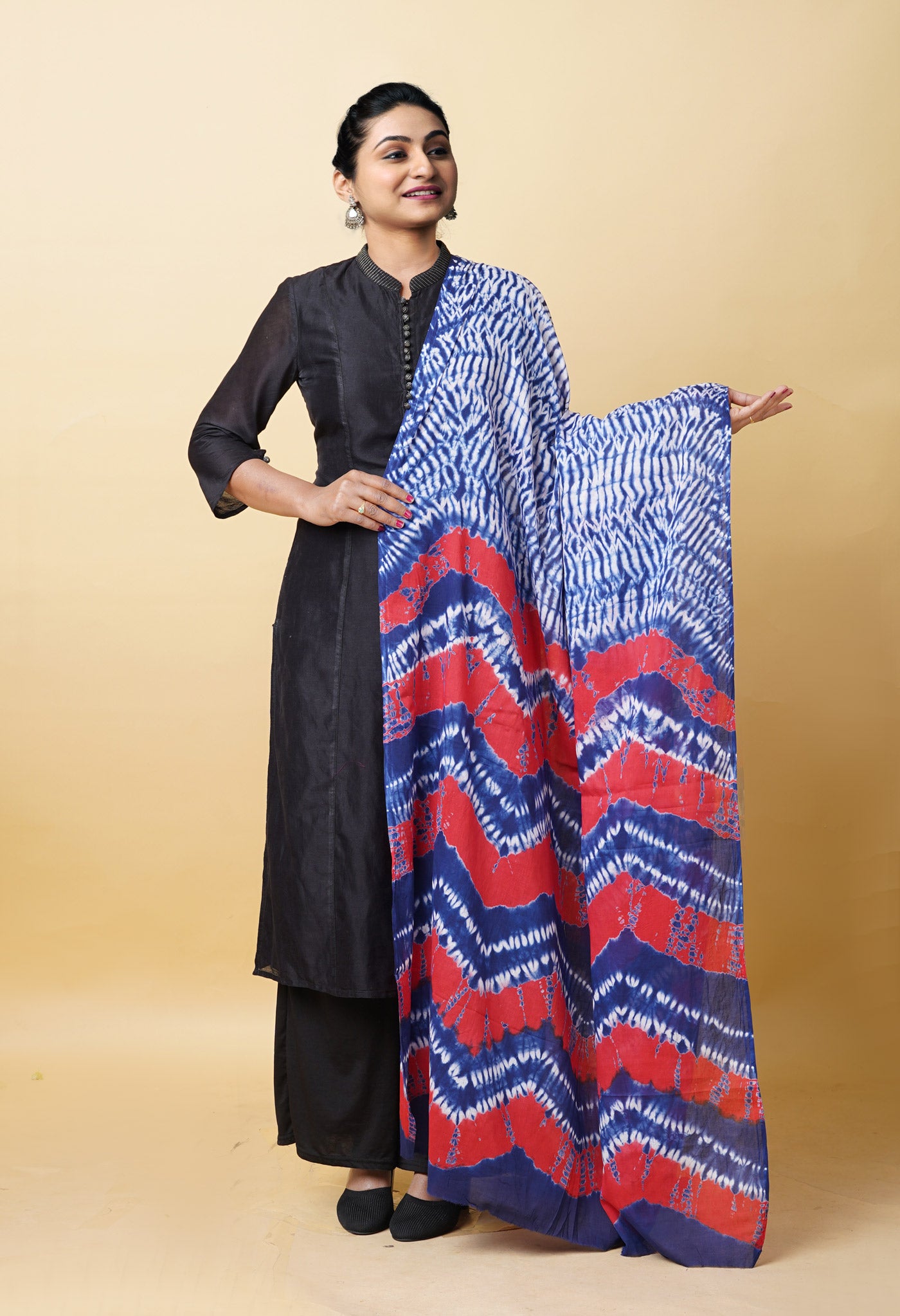 Multi Pure Tie And Dye Shibori Printed Soft Cotton Dupatta-UDS5825