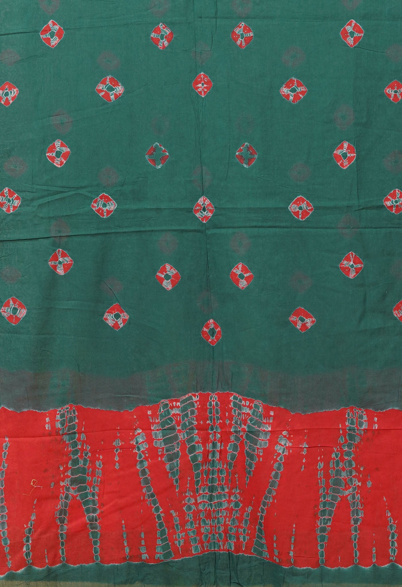 Green Pure Tie And Dye Shibori Bandhani Printed Soft Cotton Dupatta-UDS5852