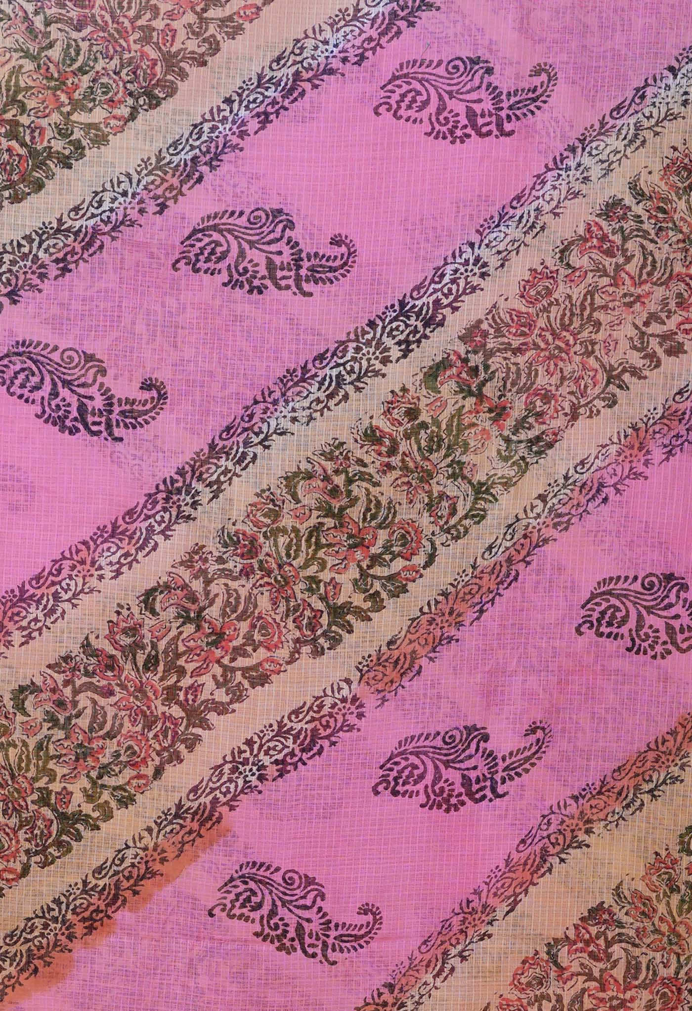 Pink-Brown Pure Block Printed Kota Dupatta-UDS5877