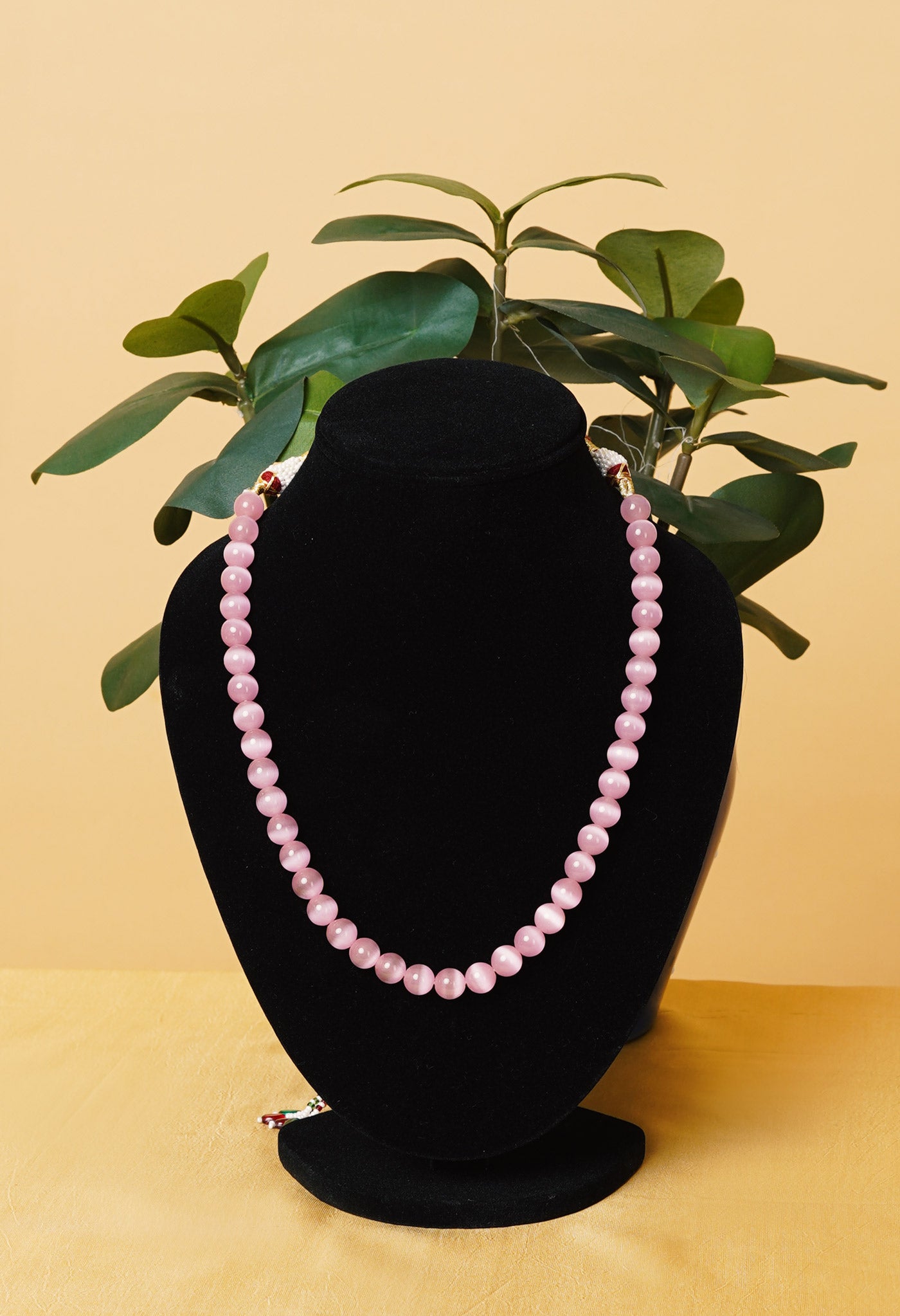 Pink Amravati Round Beads Necklace-UJ468