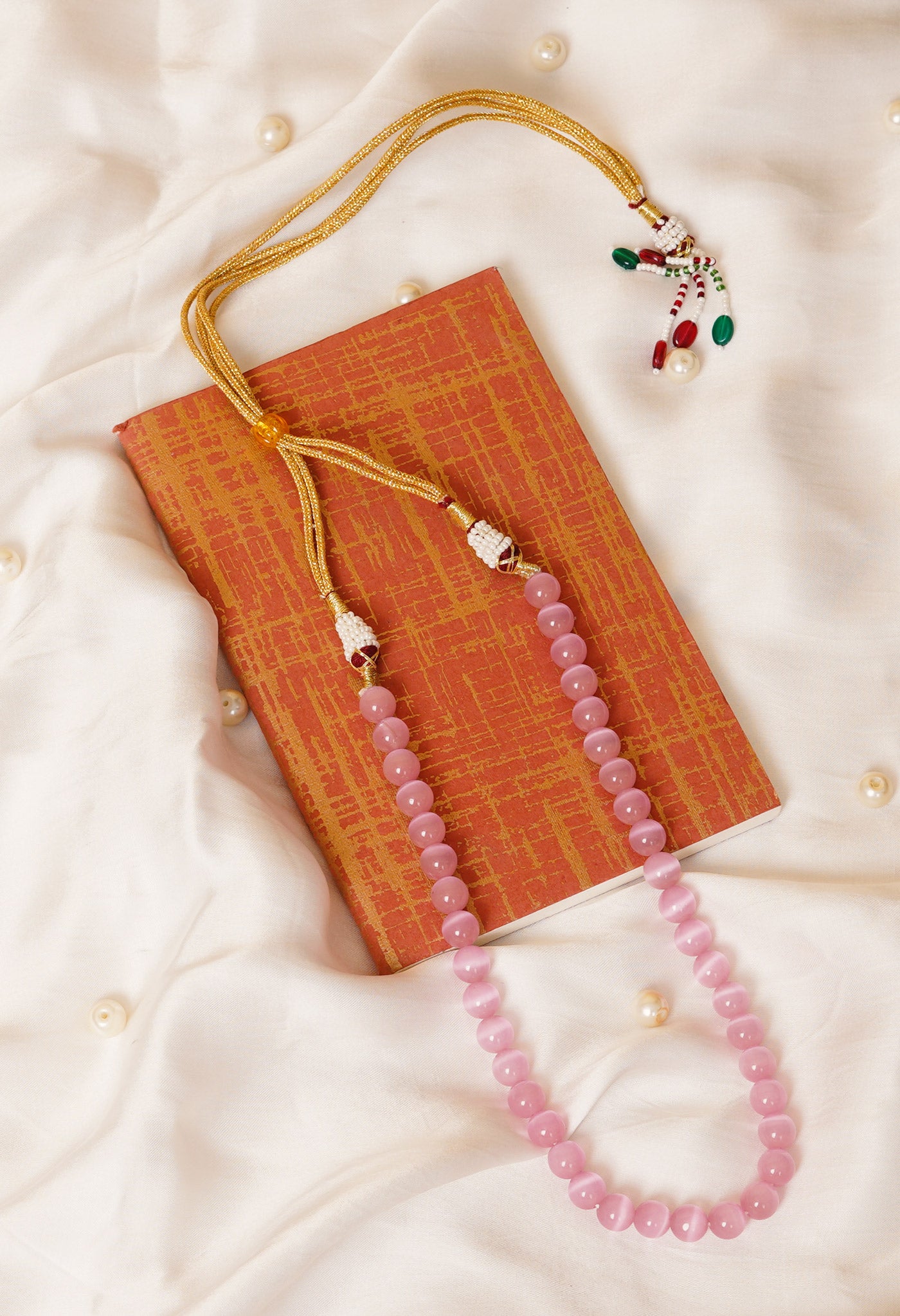 Pink Amravati Round Beads Necklace-UJ468