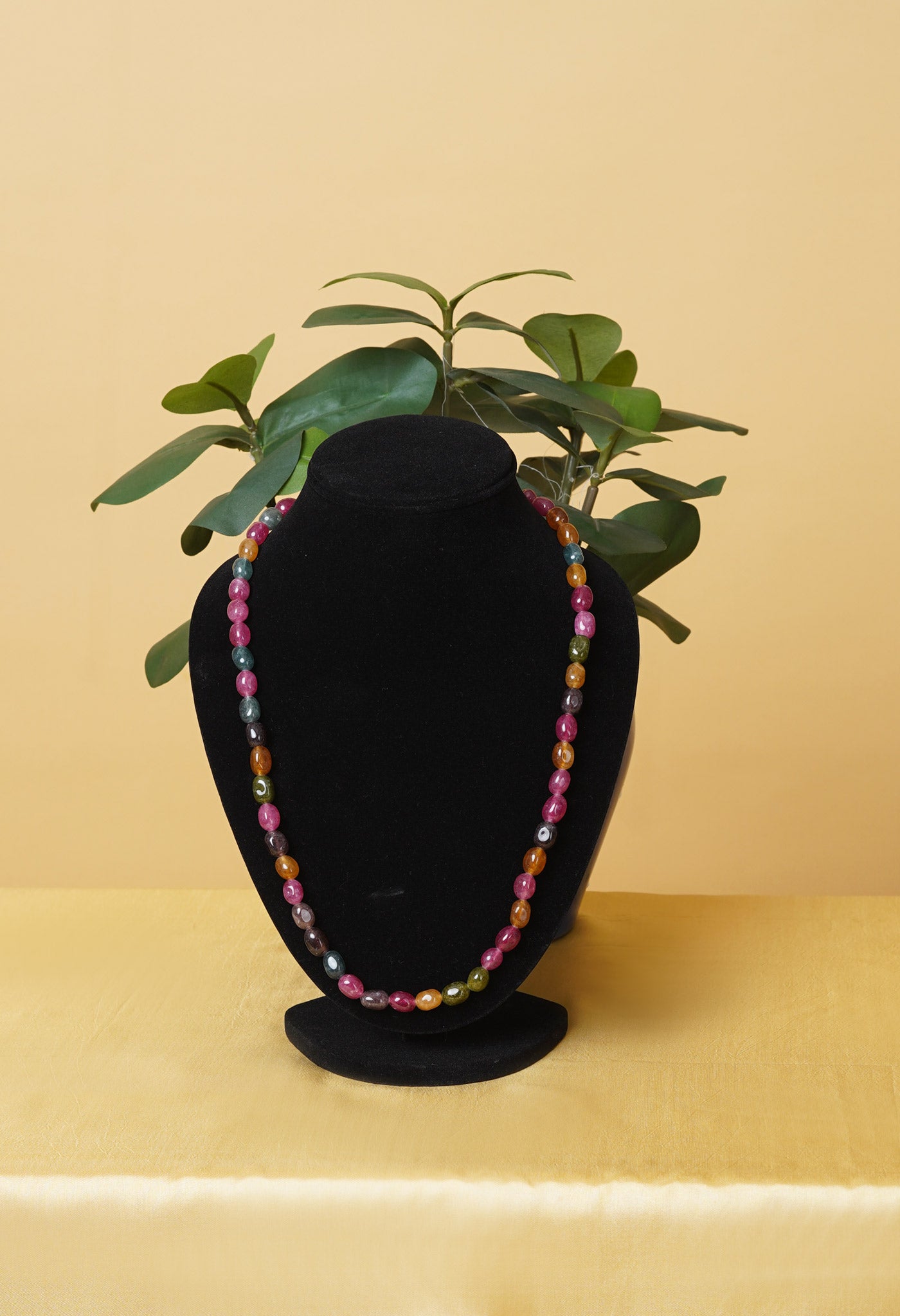 Multi Amravati Oval Beads Necklace-UJ473