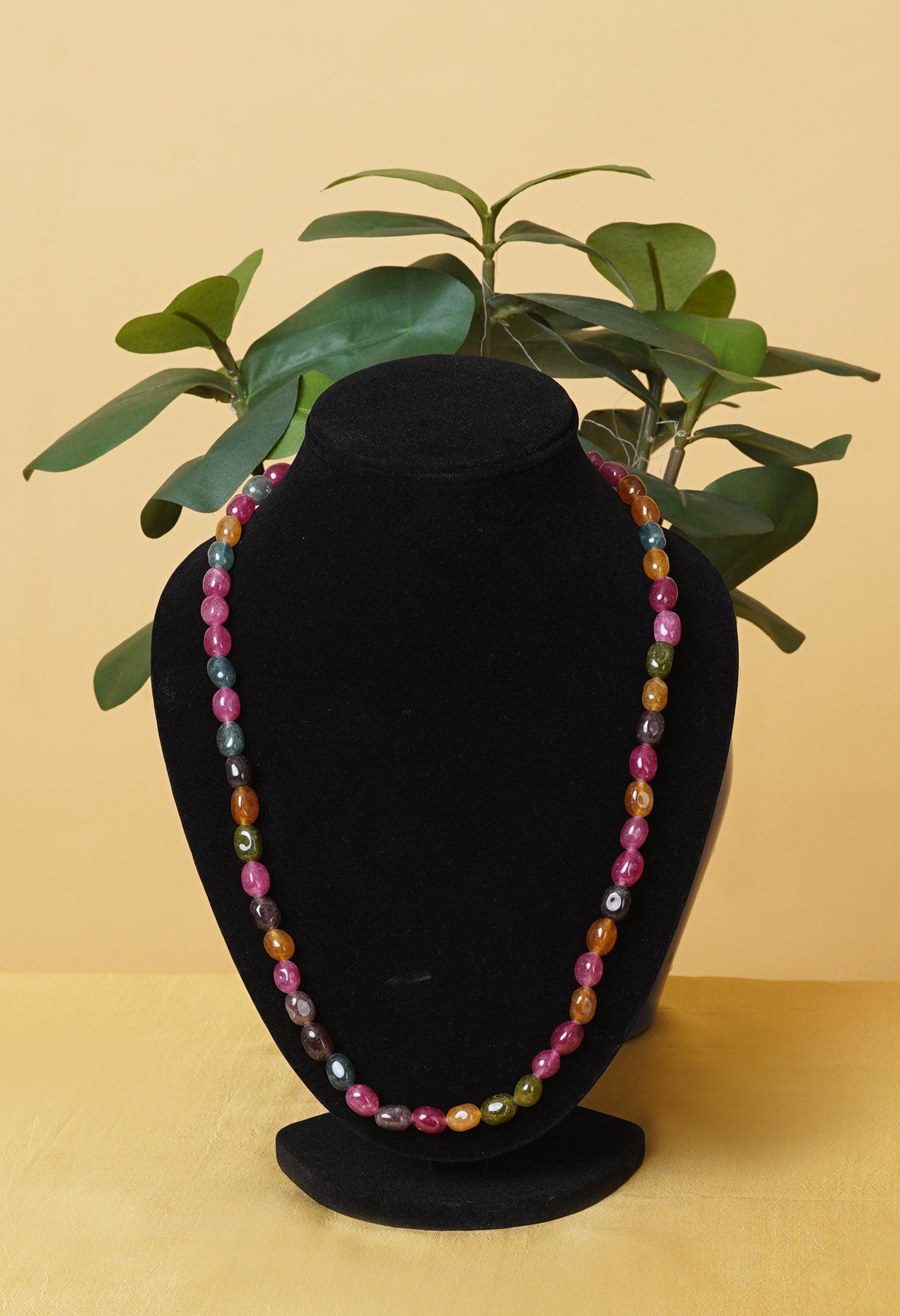 Multi Amravati Oval Beads Necklace-UJ473