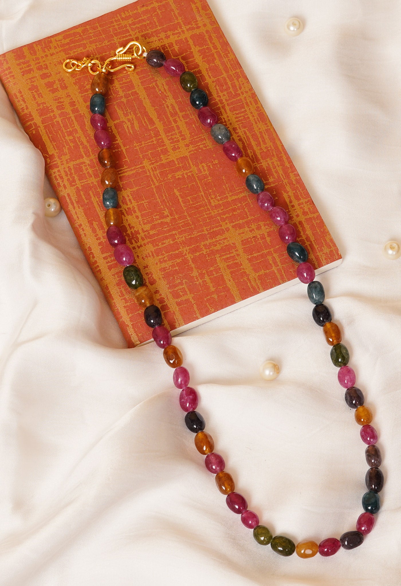 Multi Amravati Oval Beads Necklace-UJ473