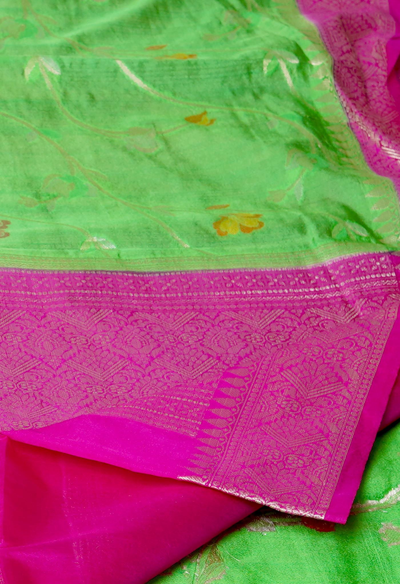 Parrot Green Fancy Banarasi silk Saree-UNM70515