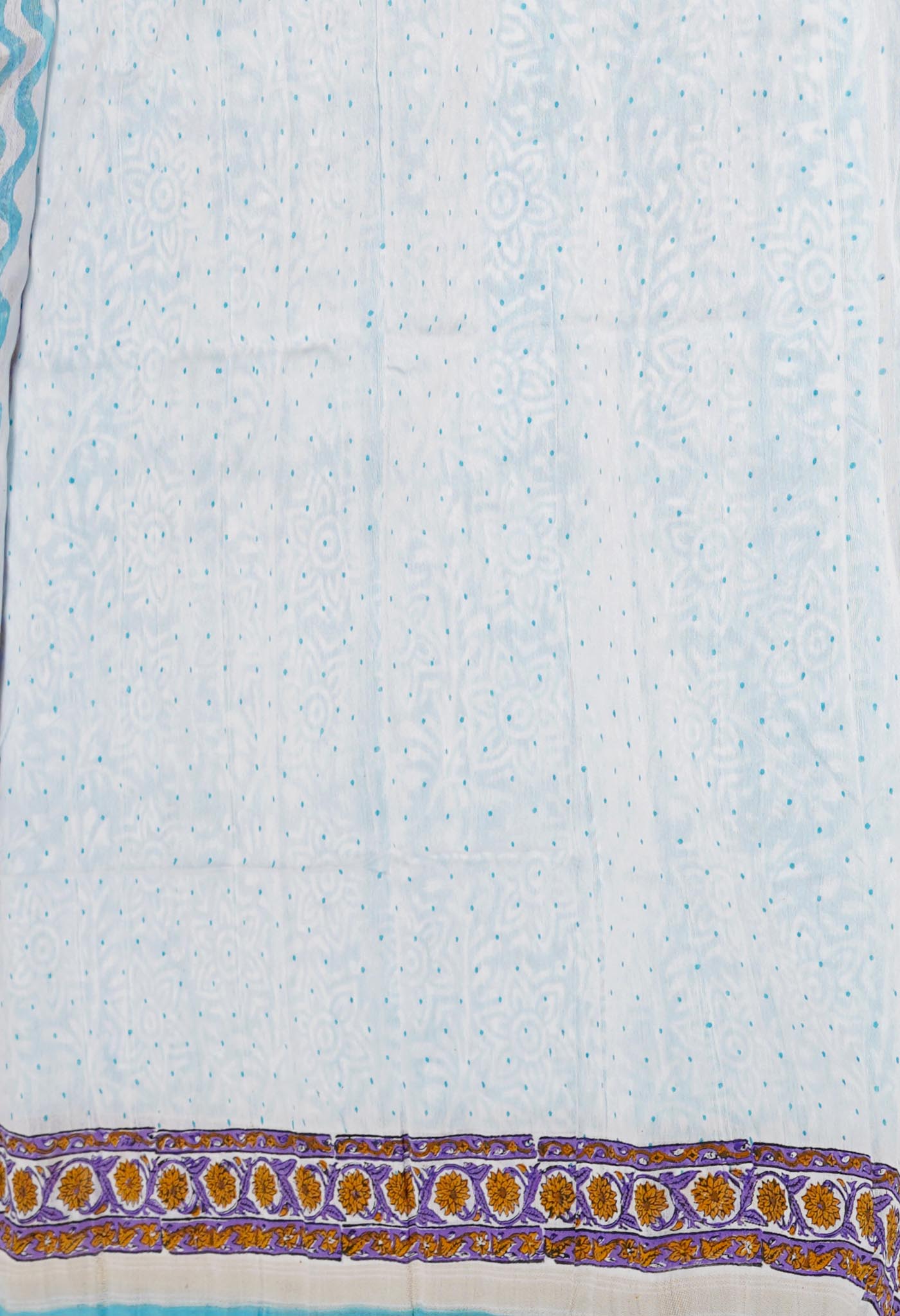 Light Blue Dyed Printed Chanderi Sico Saree-UNM71939