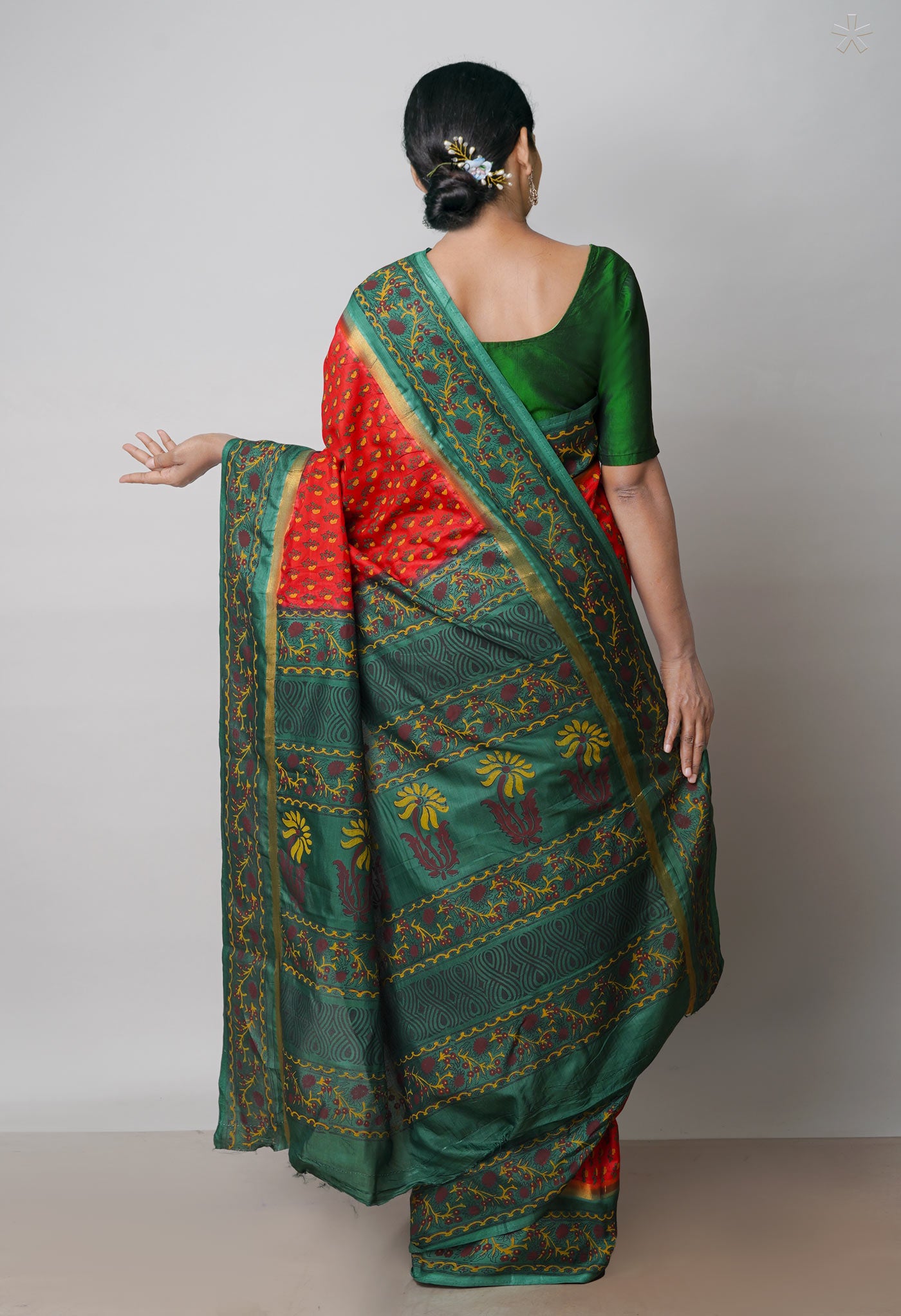 Red Dyed Printed Summer Bangalore Soft Silk Saree-UNM71949