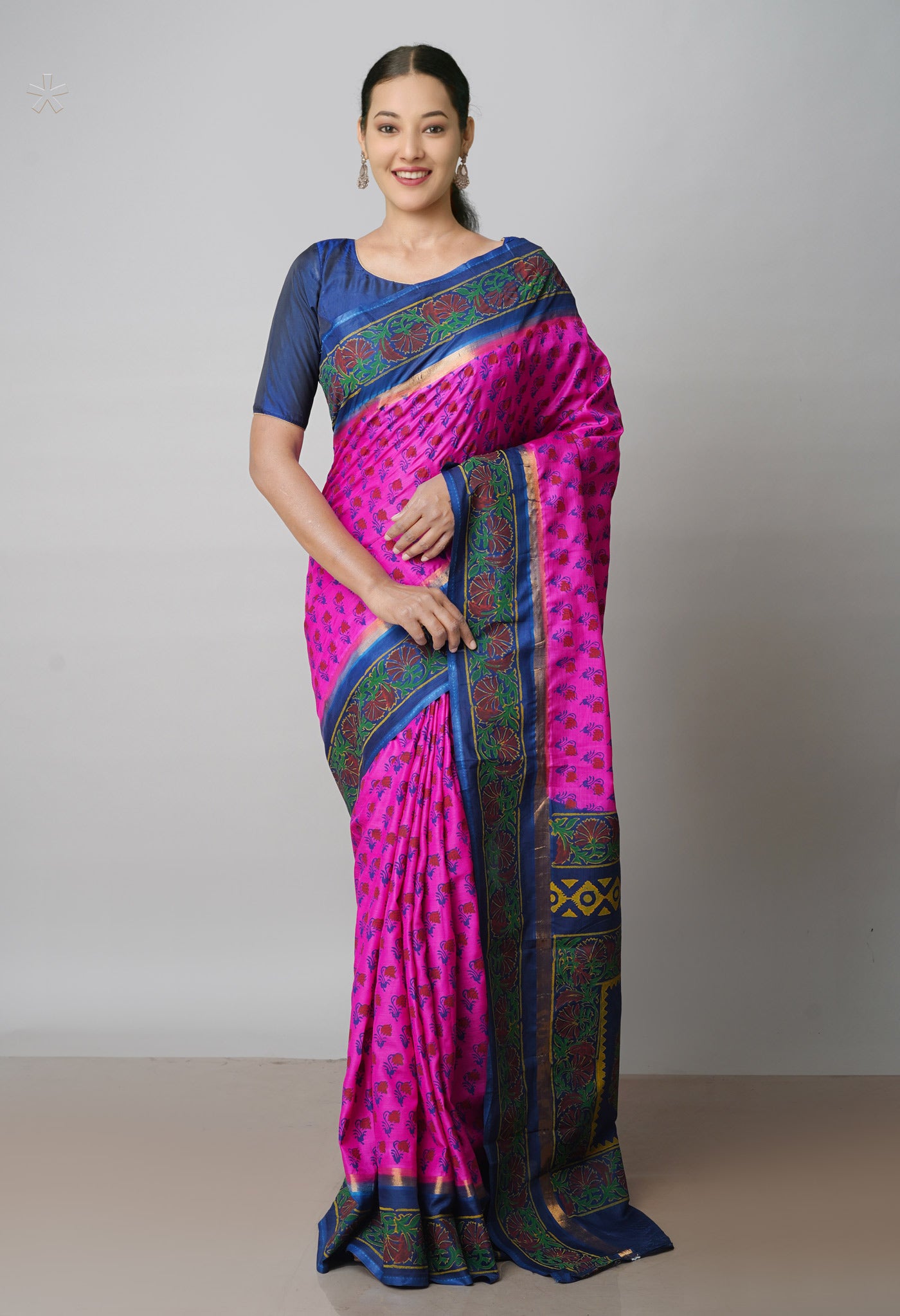 Pink Dyed Printed Summer Bangalore Soft Silk Saree-UNM71953
