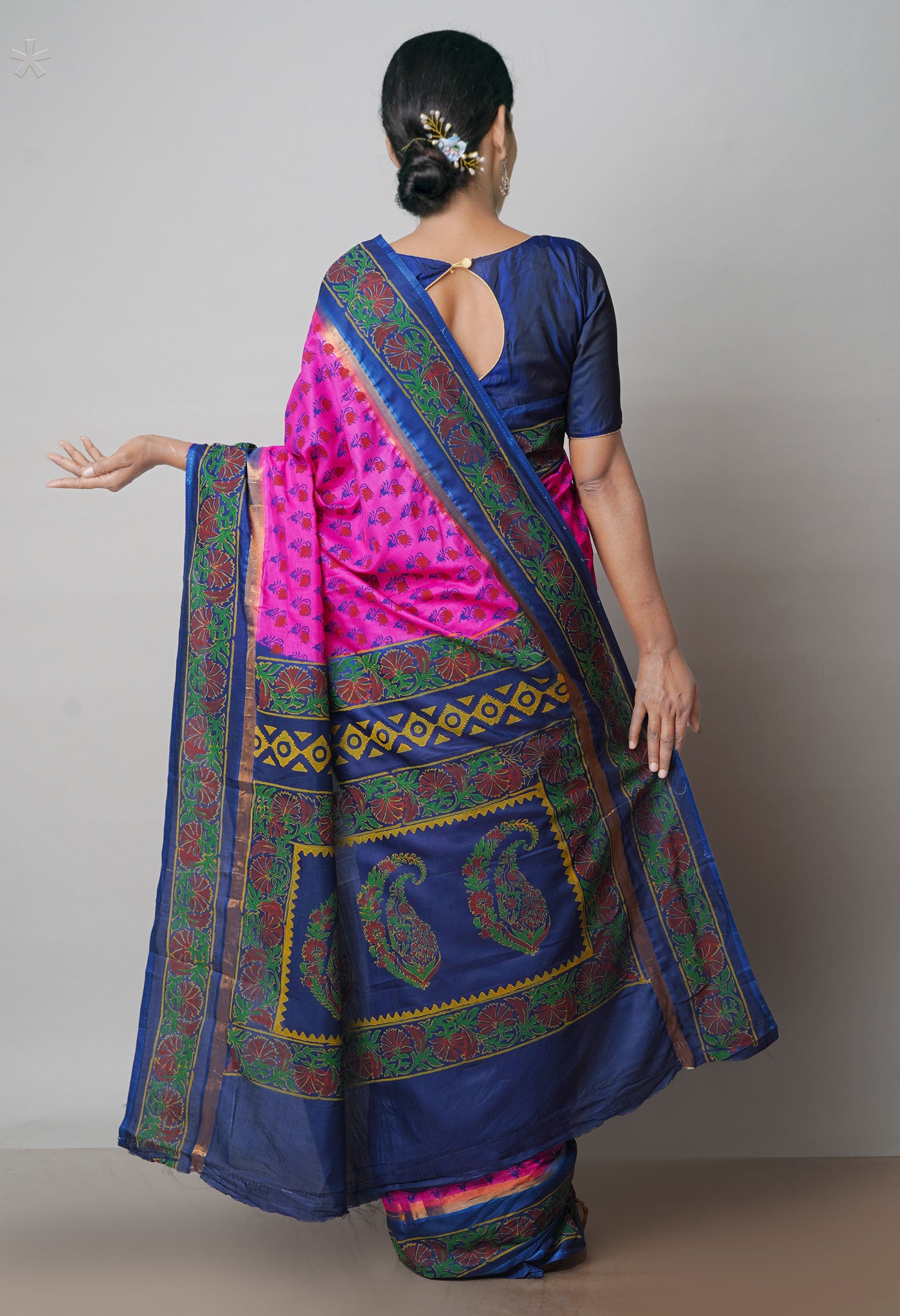 Pink Dyed Printed Summer Bangalore Soft Silk Saree-UNM71953