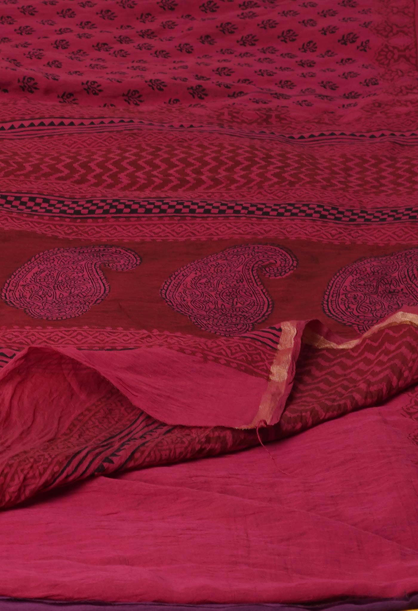 Red Art Chanderi Bagh Printed Cotton Saree