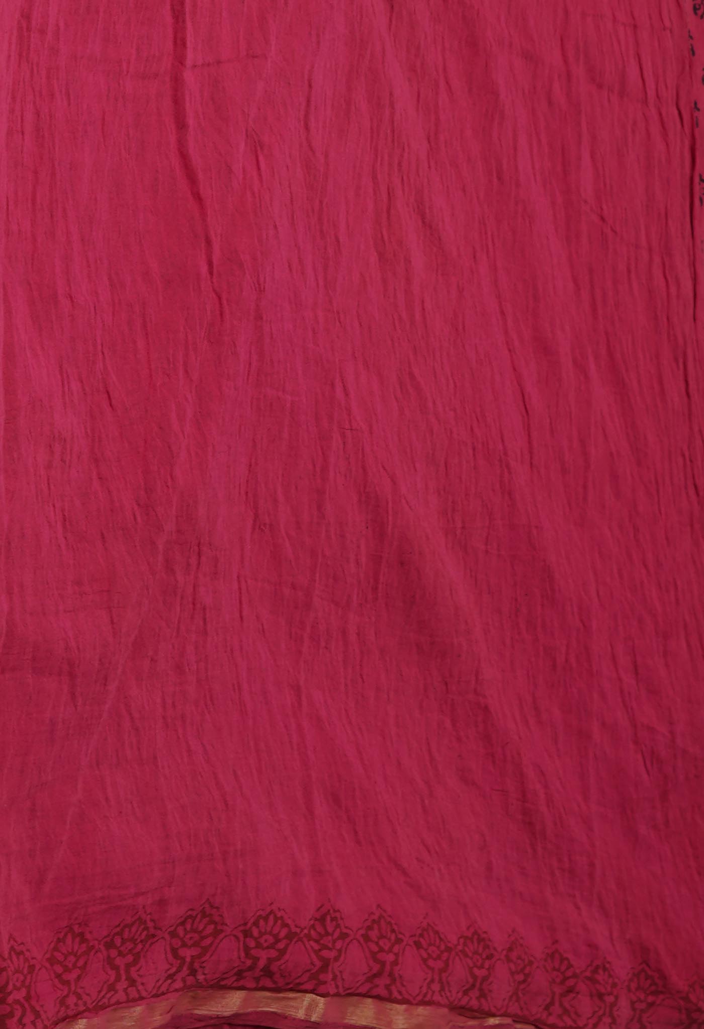 Red Art Chanderi Bagh Printed Cotton Saree