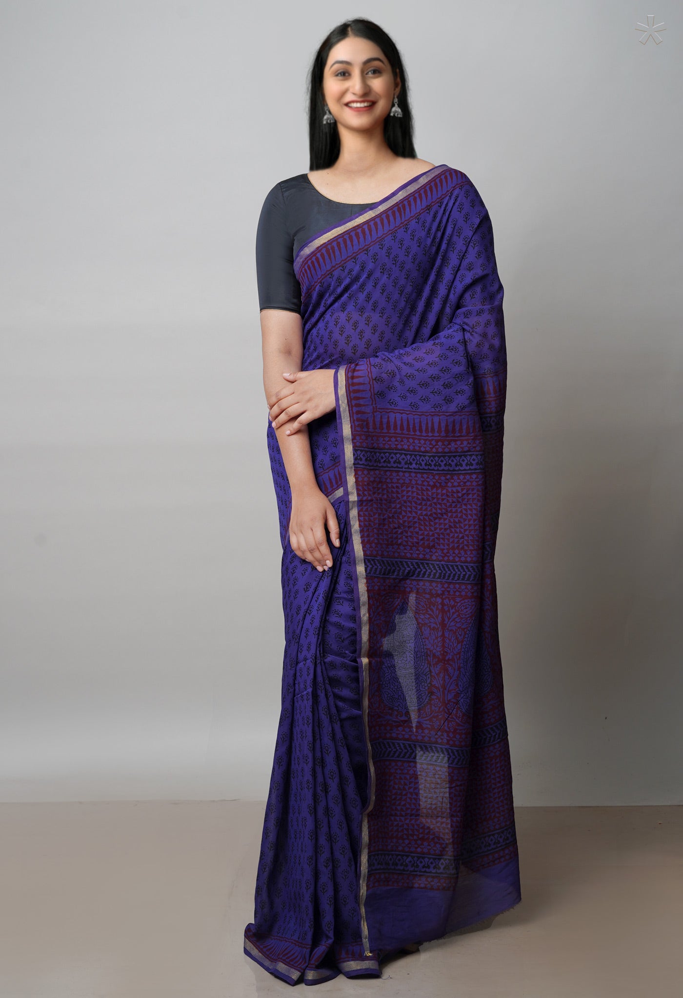 Violet Art Chanderi Bagh Printed Cotton Saree