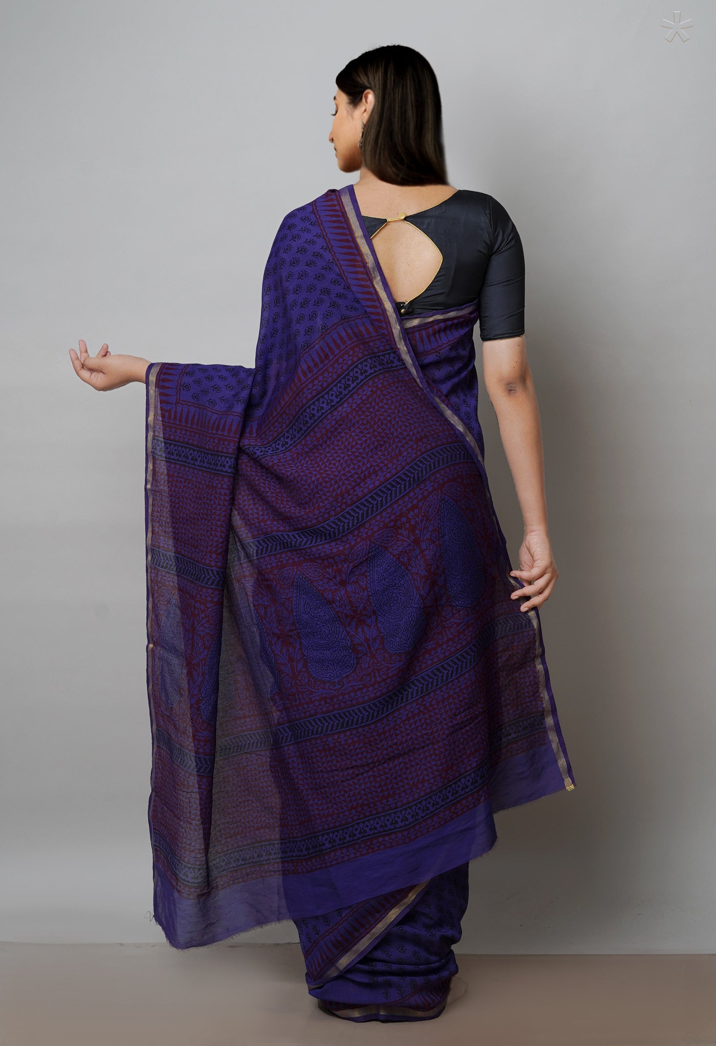 Violet Art Chanderi Bagh Printed Cotton Saree