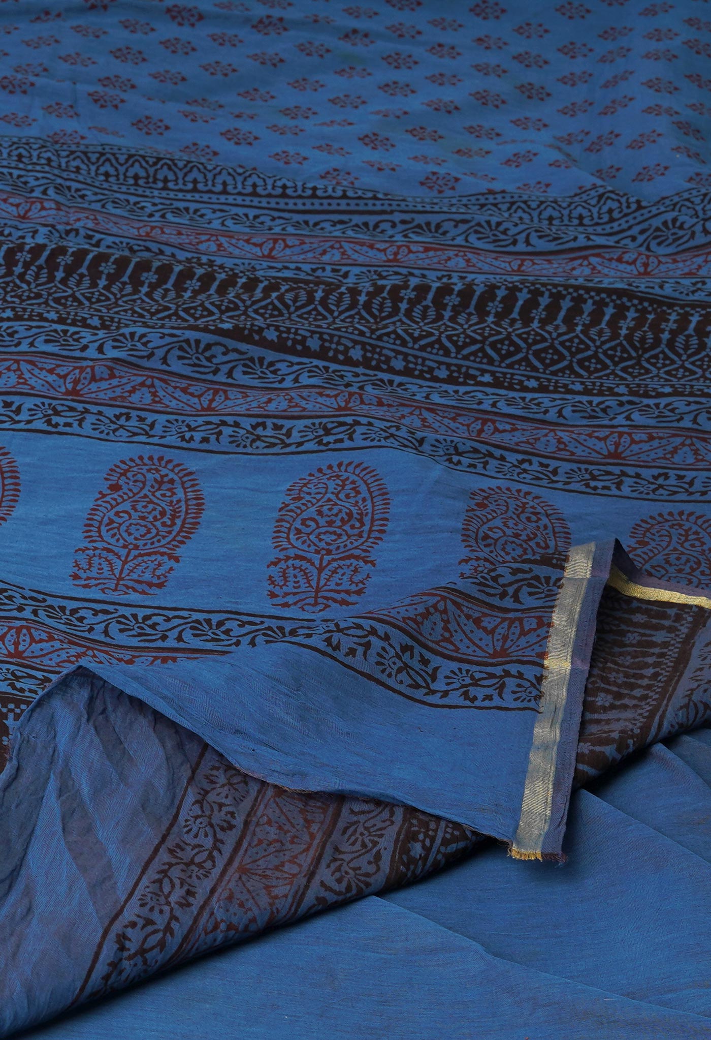 Blue Art Chanderi Bagh Printed Cotton Saree