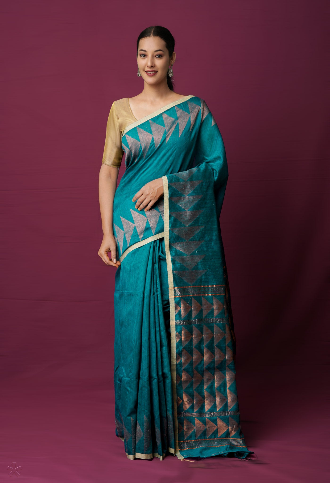 Green Pure Handloom Dupion Bengal Sico Saree