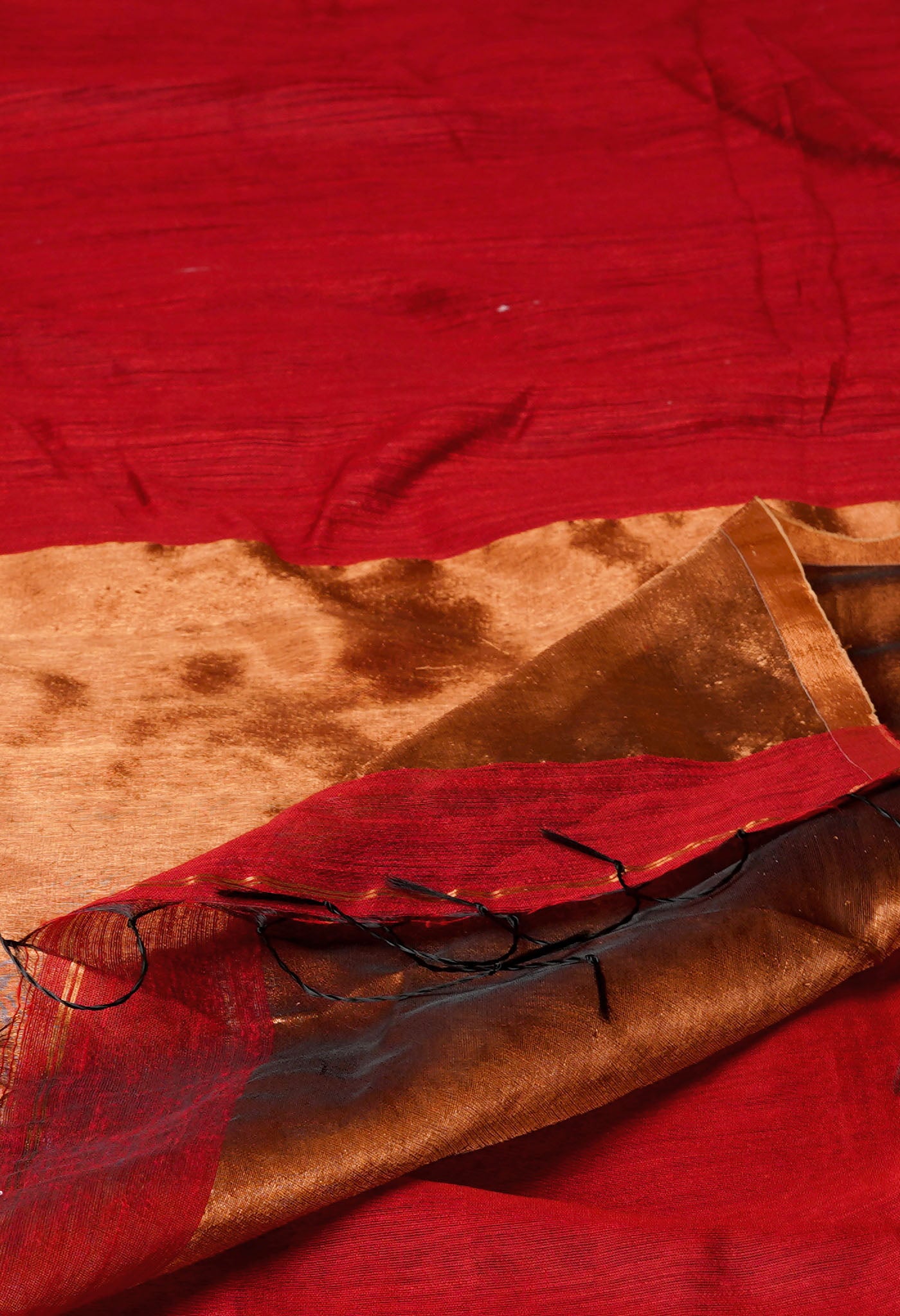 Red Pure Handloom Dupion Bengal Sico Saree-UNM72154