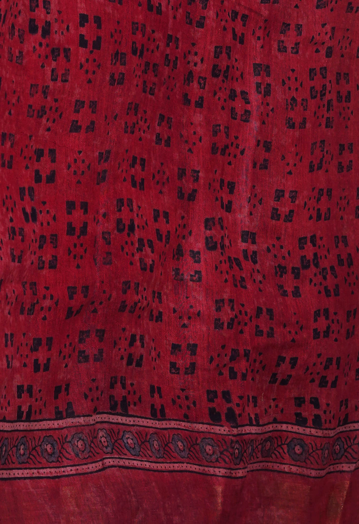 Peach Pink Pure Handloom Block Printed Bengal Tussar Silk Saree-UNM72200