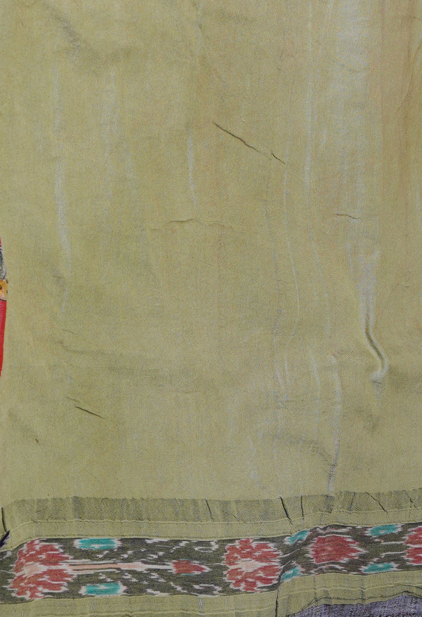 Peach Red Pure Handloom Pen Kalamkari Painting Gicha Tussar Jute Saree-UNM72225