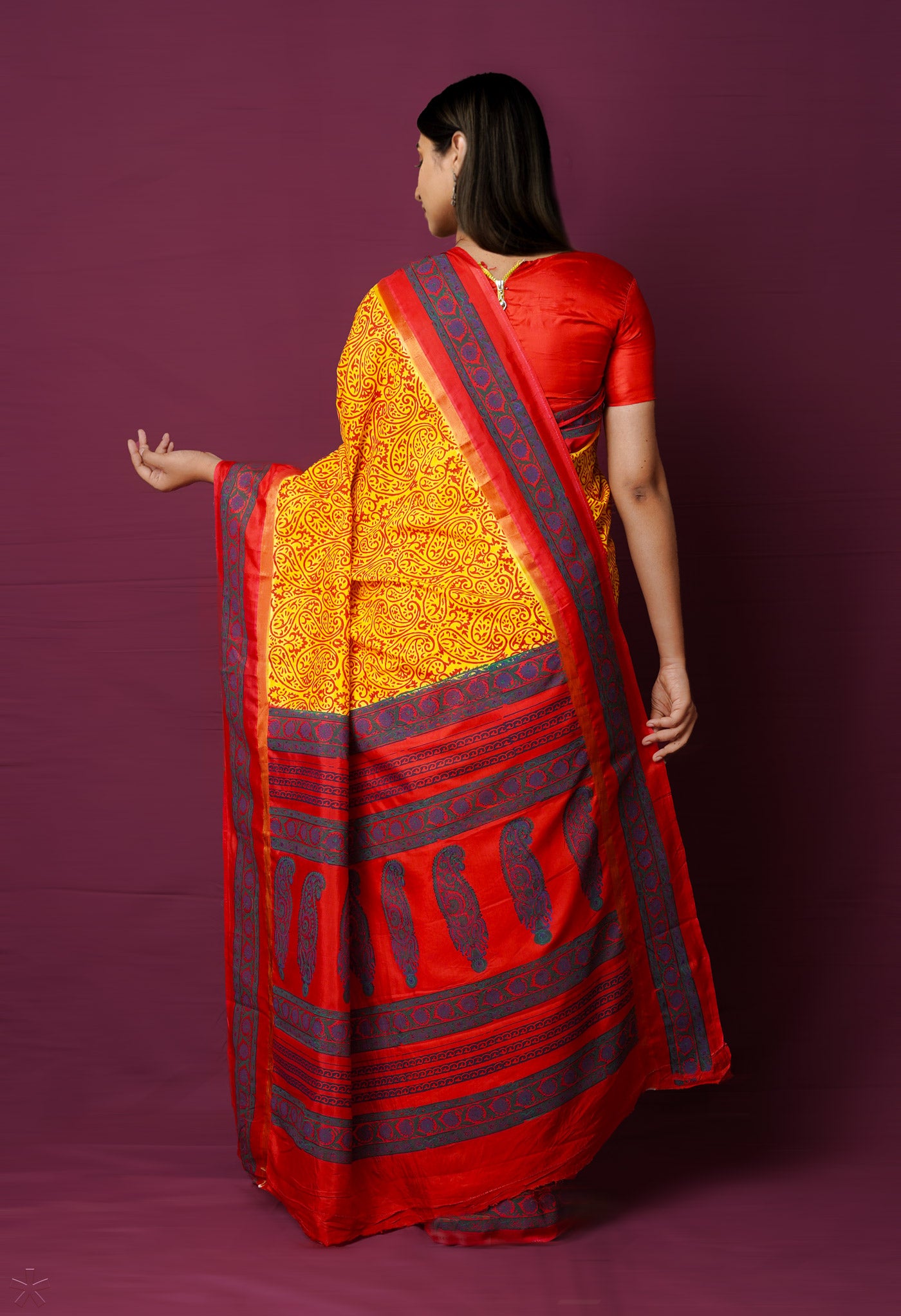 Yellow Dyed Printed Summer Bangalore Soft Silk Saree-UNM72236
