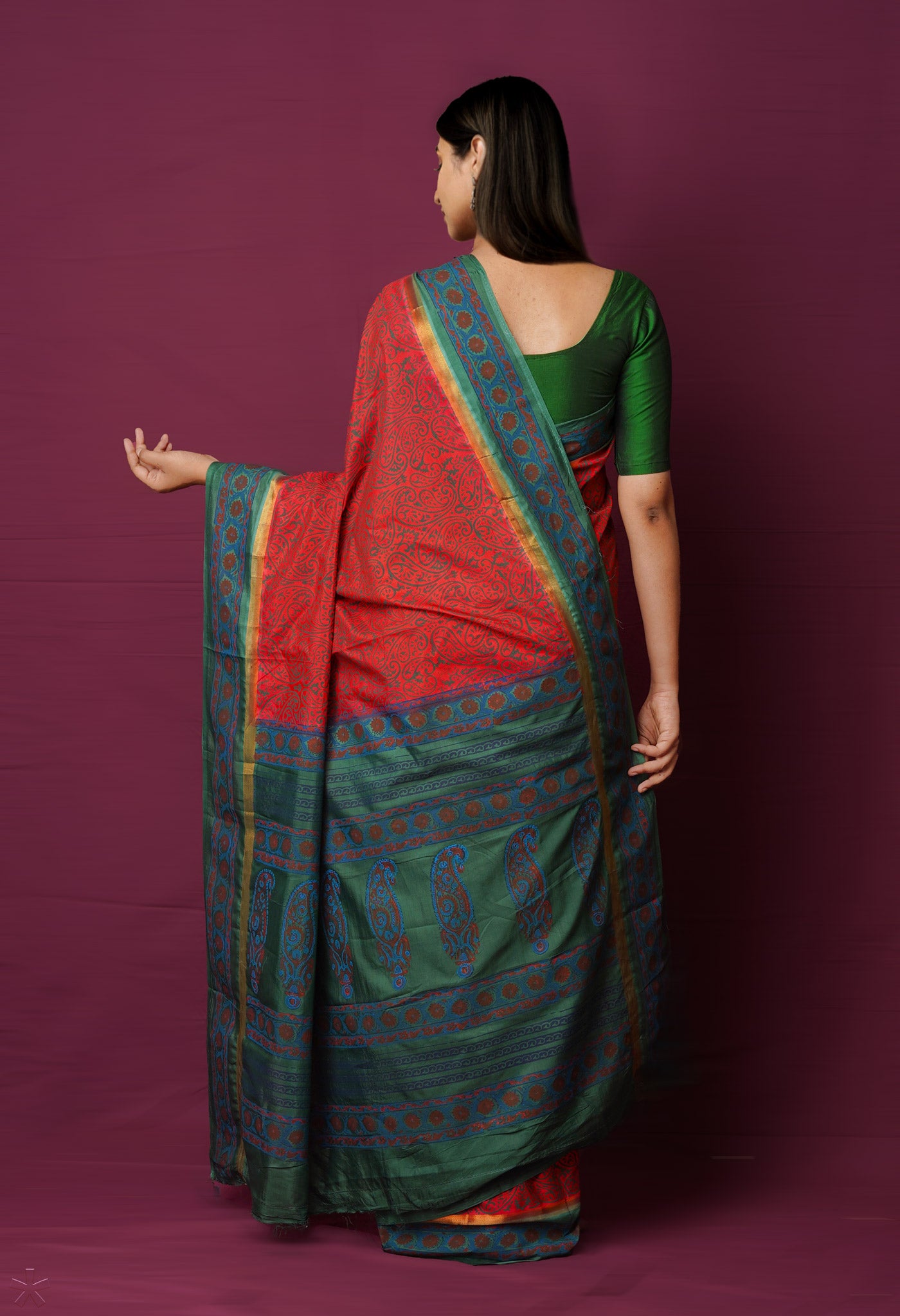 Red Dyed Printed Summer Bangalore Soft Silk Saree-UNM72237
