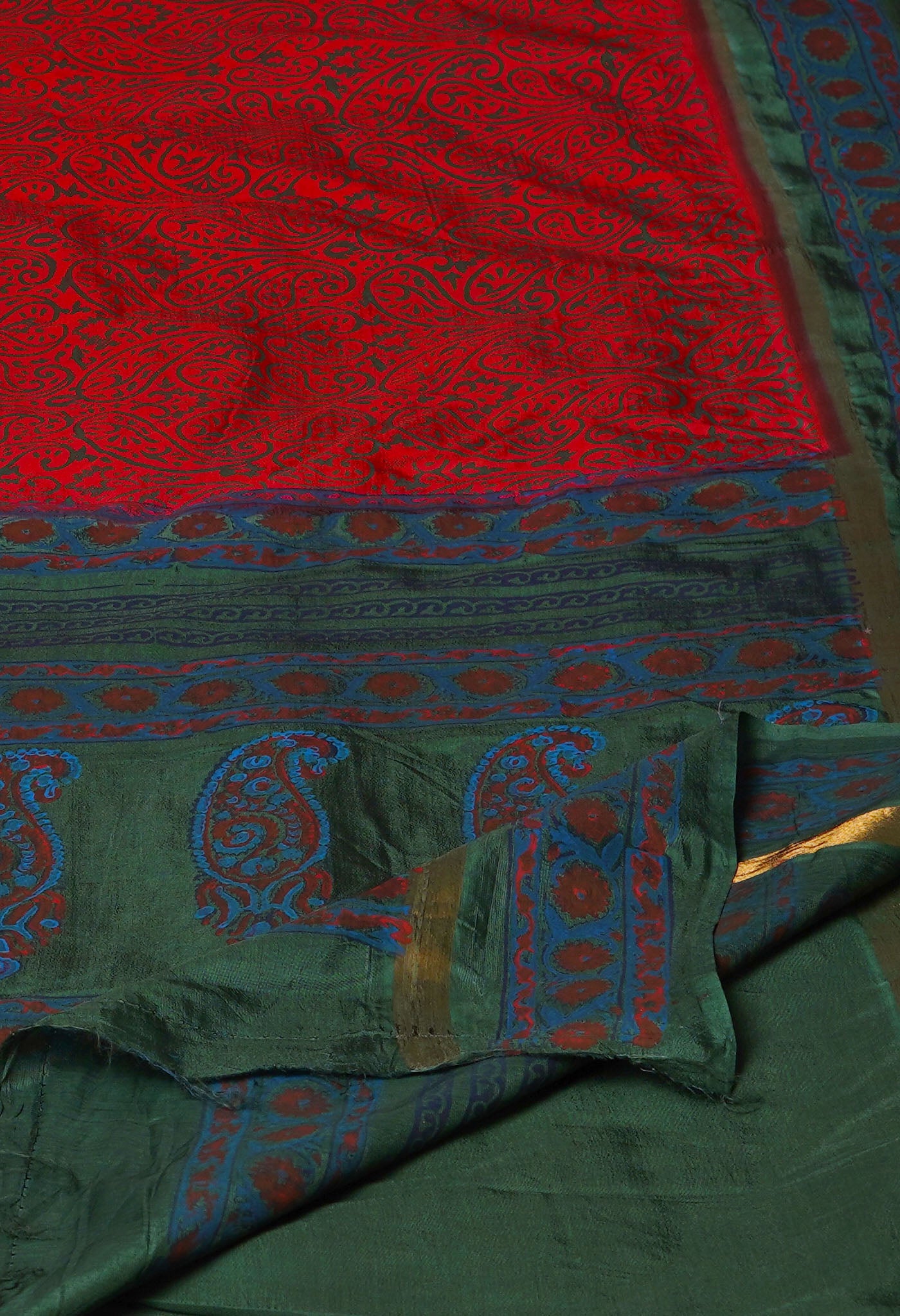 Red Dyed Printed Summer Bangalore Soft Silk Saree-UNM72237