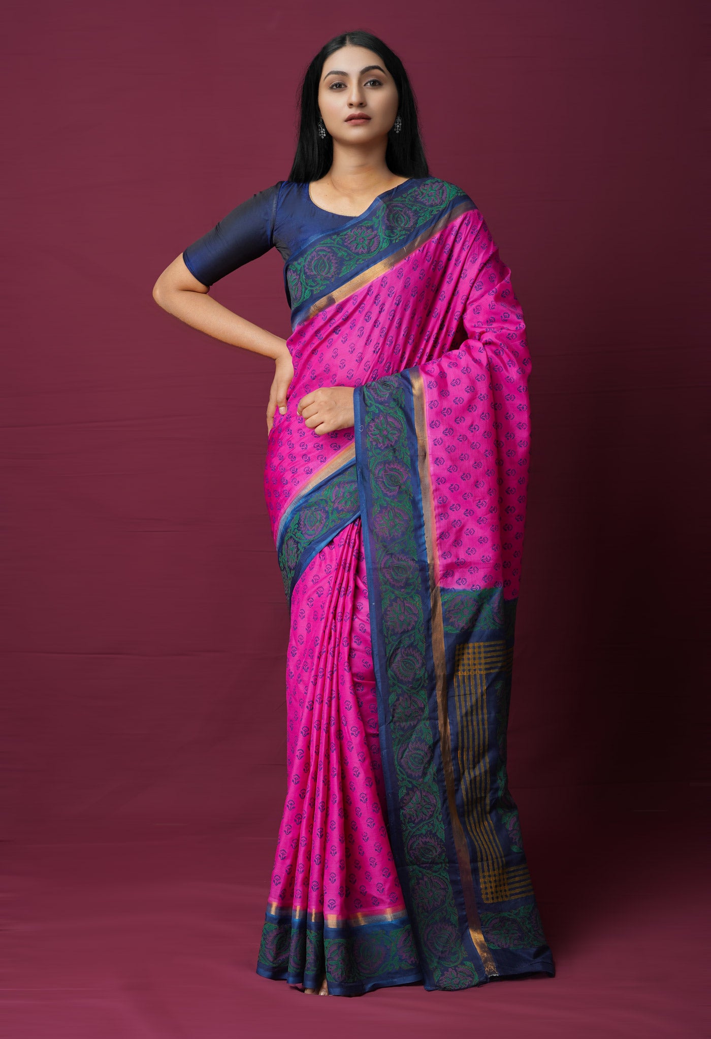 Pink Dyed Printed Summer Bangalore Soft Silk Saree-UNM72253