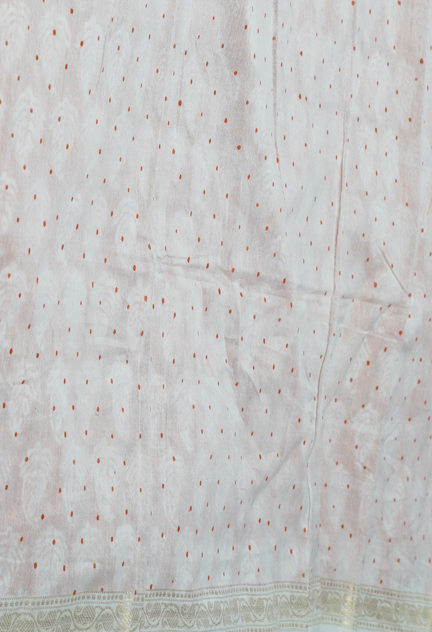 Orange Dyed Printed Chanderi Sico Saree
