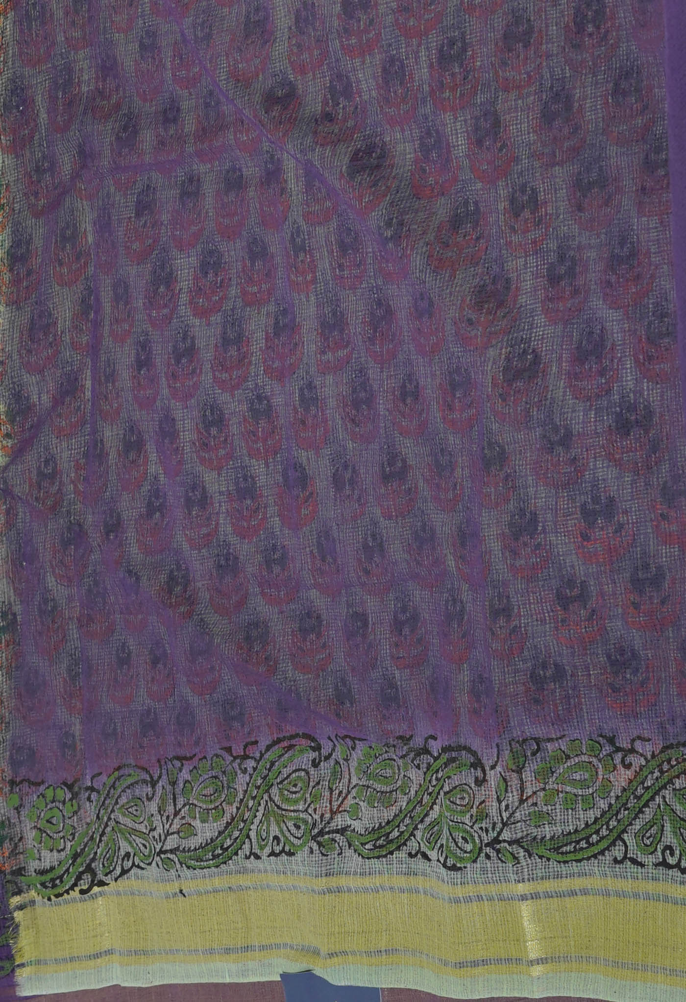 Green Pure Block Printed Kota Cotton Saree-UNM72361
