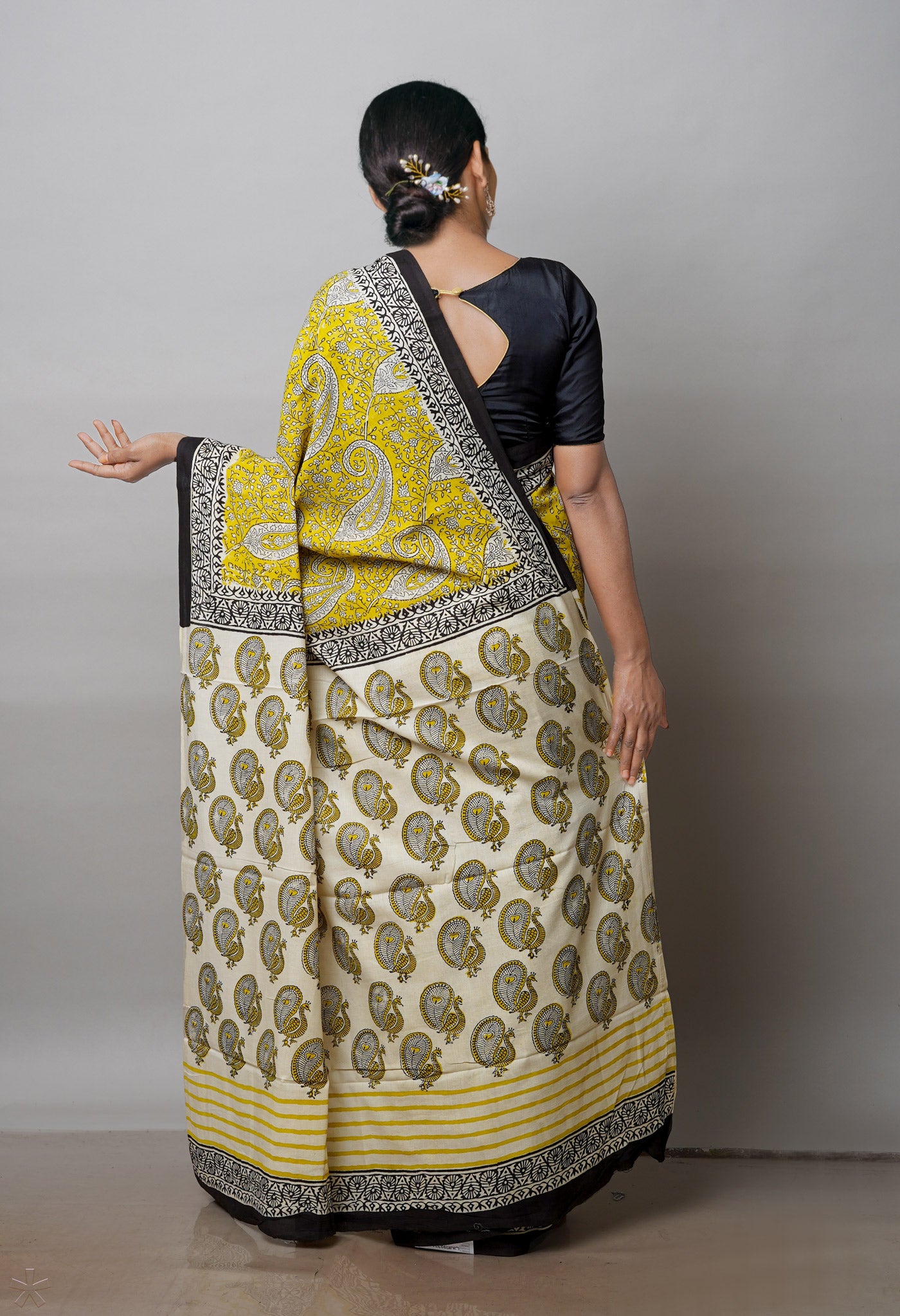 Green Preet Bagru Printed Superfine Soft Cotton Saree