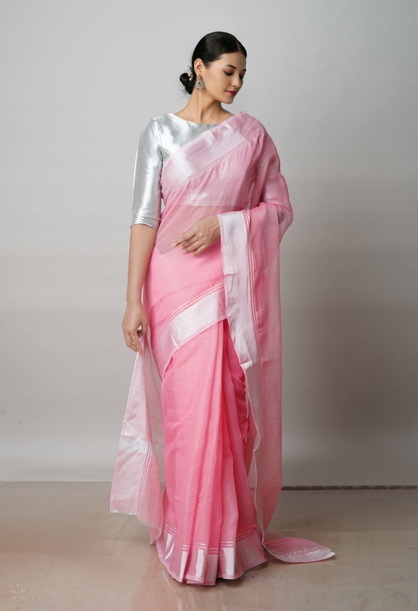 Pink Pure Plain Kota Cotton Saree-UNM72474
