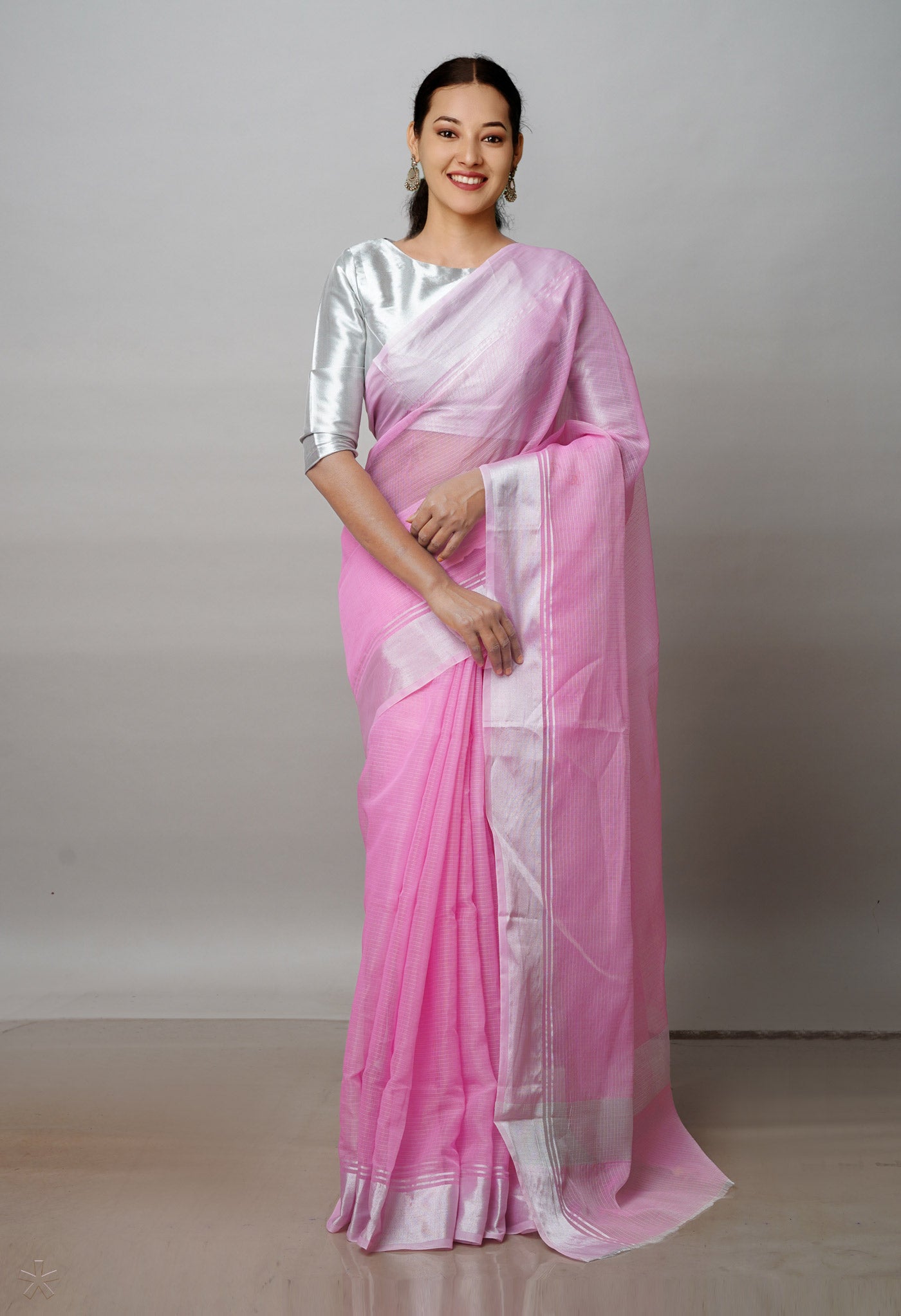 Pink Pure Plain Kota Cotton Saree