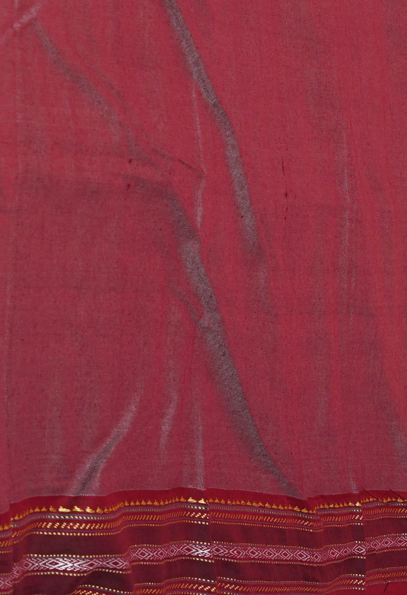 Cream-Maroon Pure Bengal Ghicha Tussar Jute Saree-UNM72513