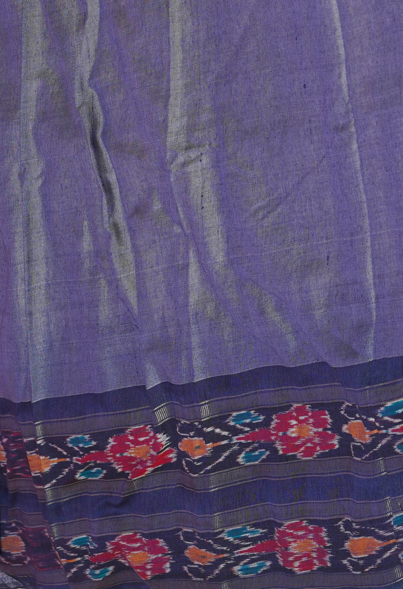 Cream-Navy Blue Pure Bengal Ghicha Tussar Jute Saree-UNM72519