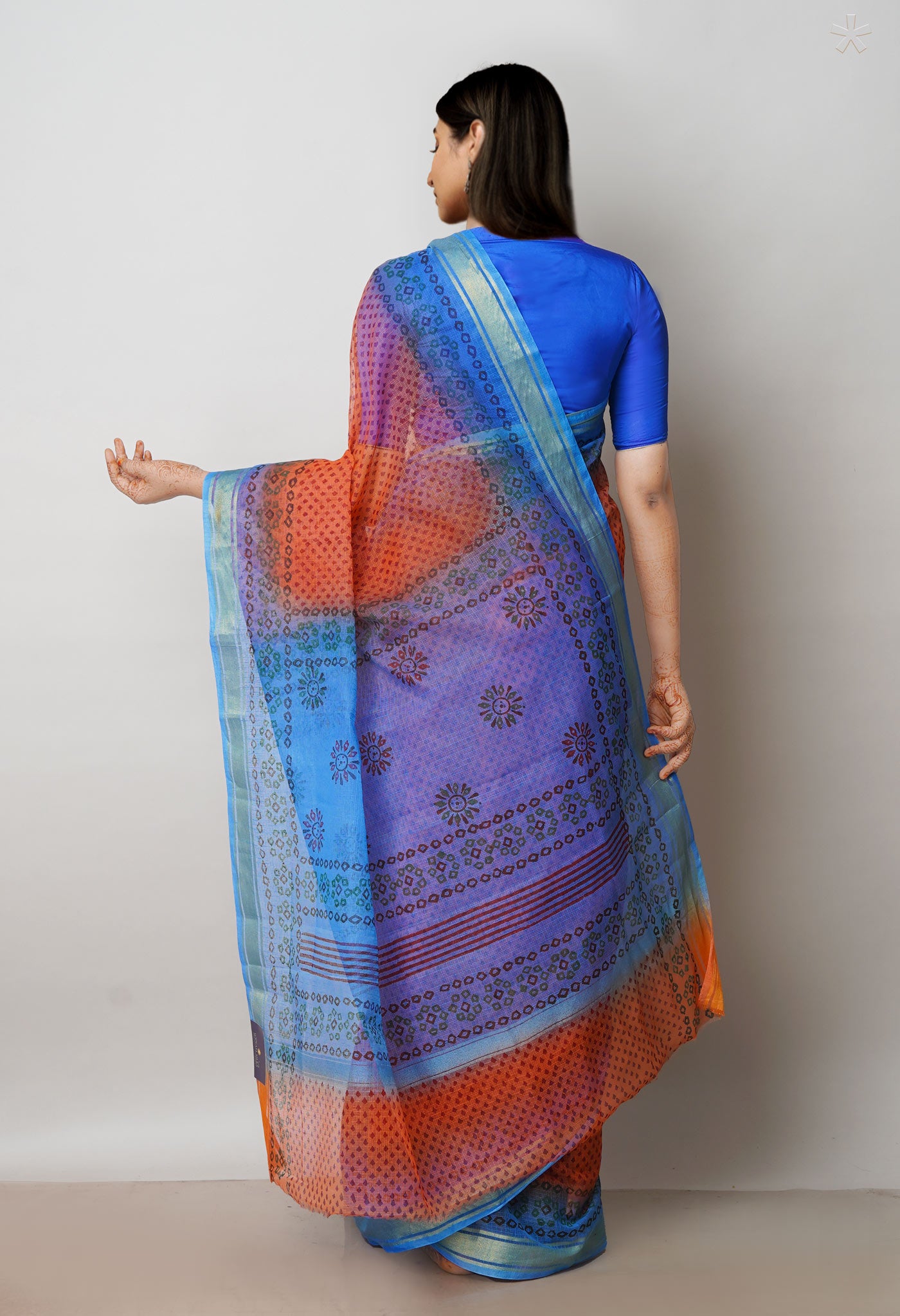 Brown Pure Dyed Printed Kota Cotton Saree-UNM72523