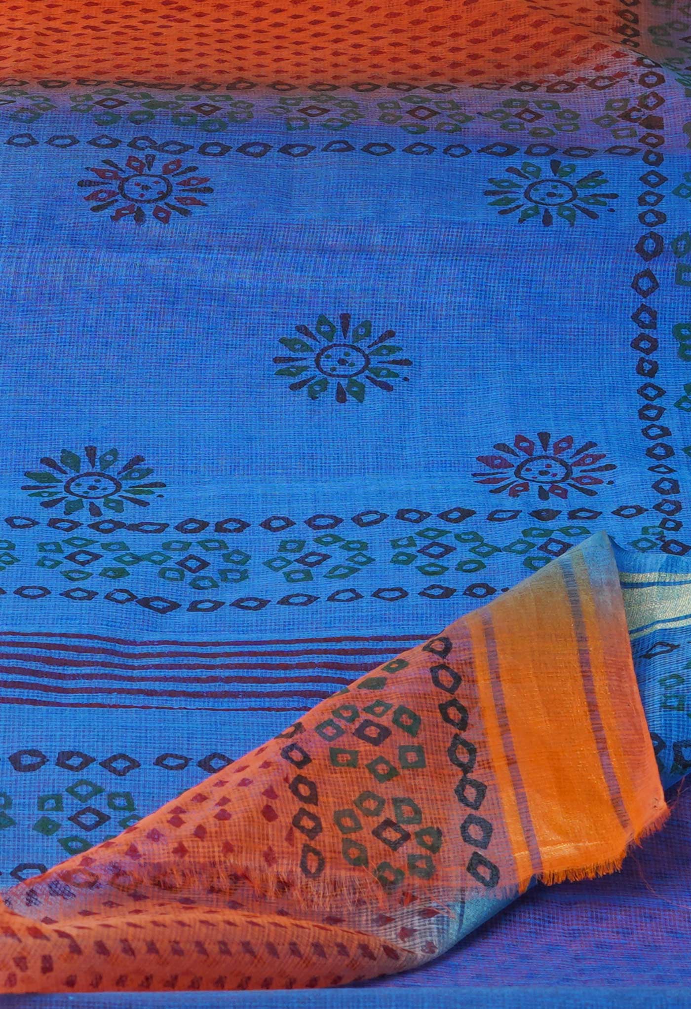 Brown Pure Dyed Printed Kota Cotton Saree-UNM72523