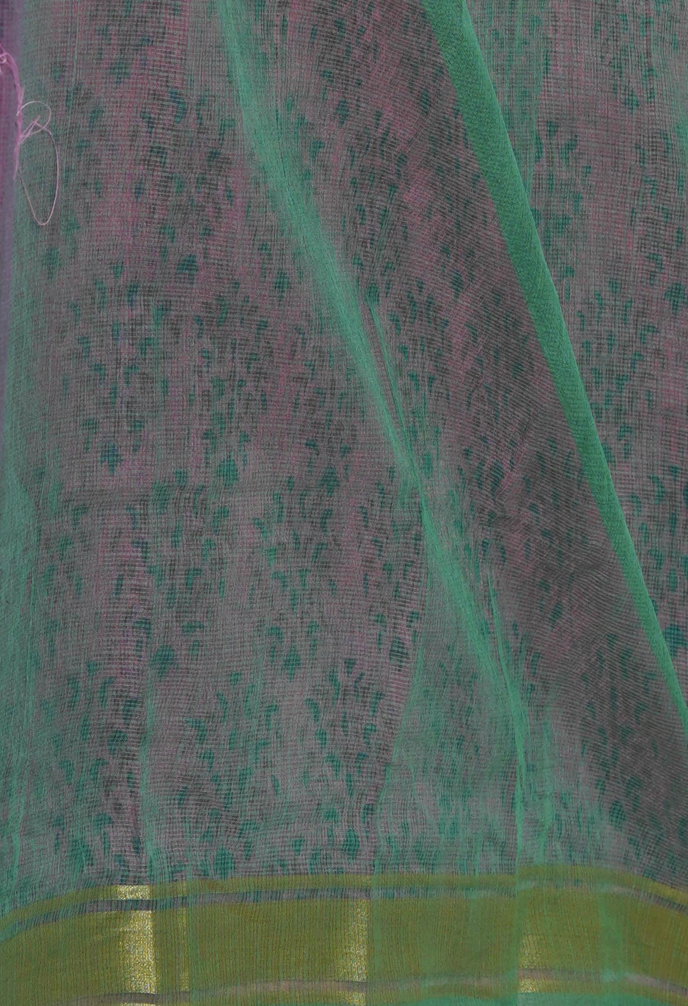 Pink Pure Dyed Printed Kota Cotton Saree-UNM72526