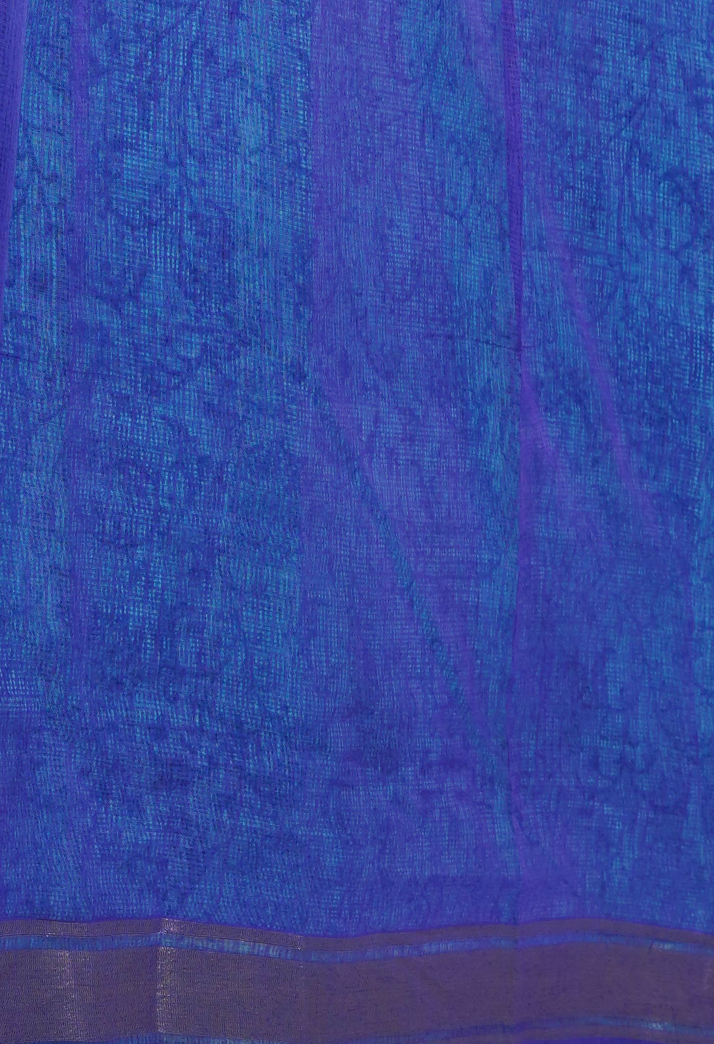 Blue Pure Dyed Printed Kota Cotton Saree-UNM72552