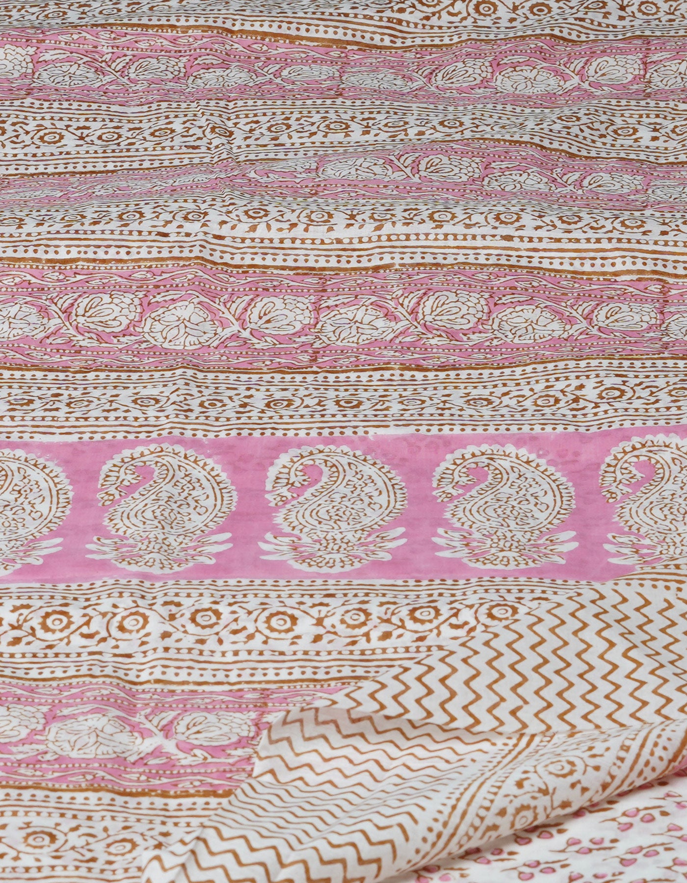 White Pure Block Printed Superfine Mulmul Cotton Saree-UNM72595