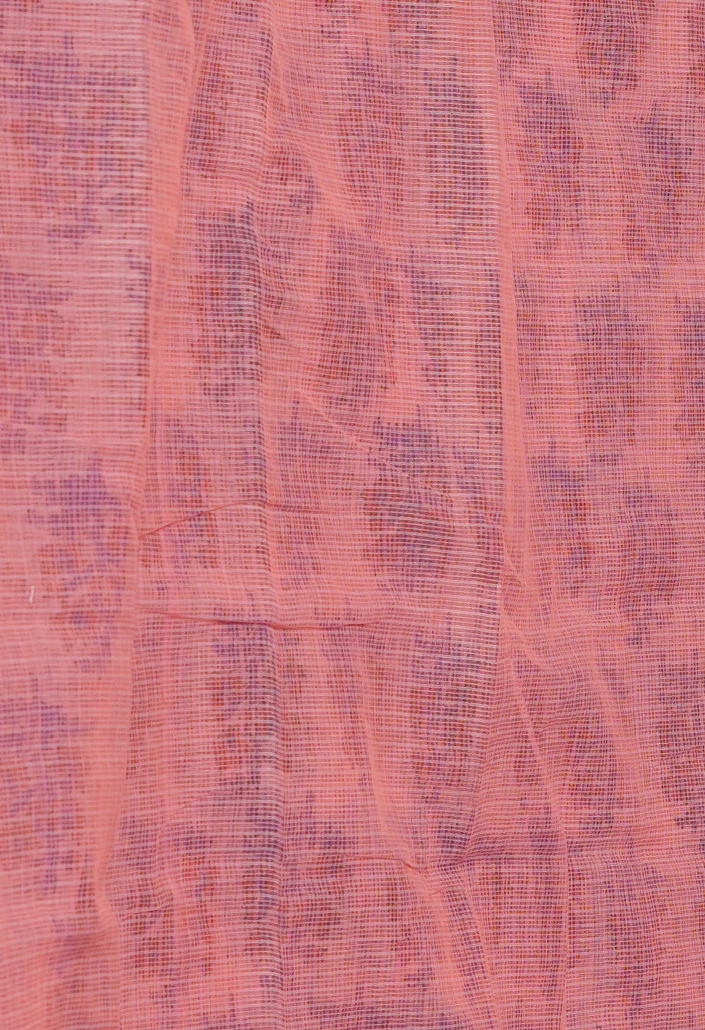 Peach Pink Pure Block Printed Kota Cotton Saree-UNM72753