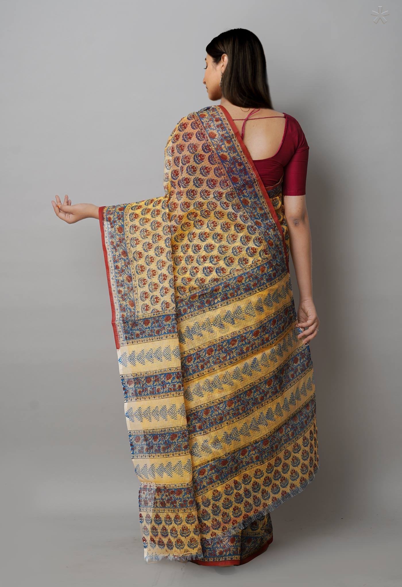Green Pure Block Printed Kota Cotton Saree-UNM72758