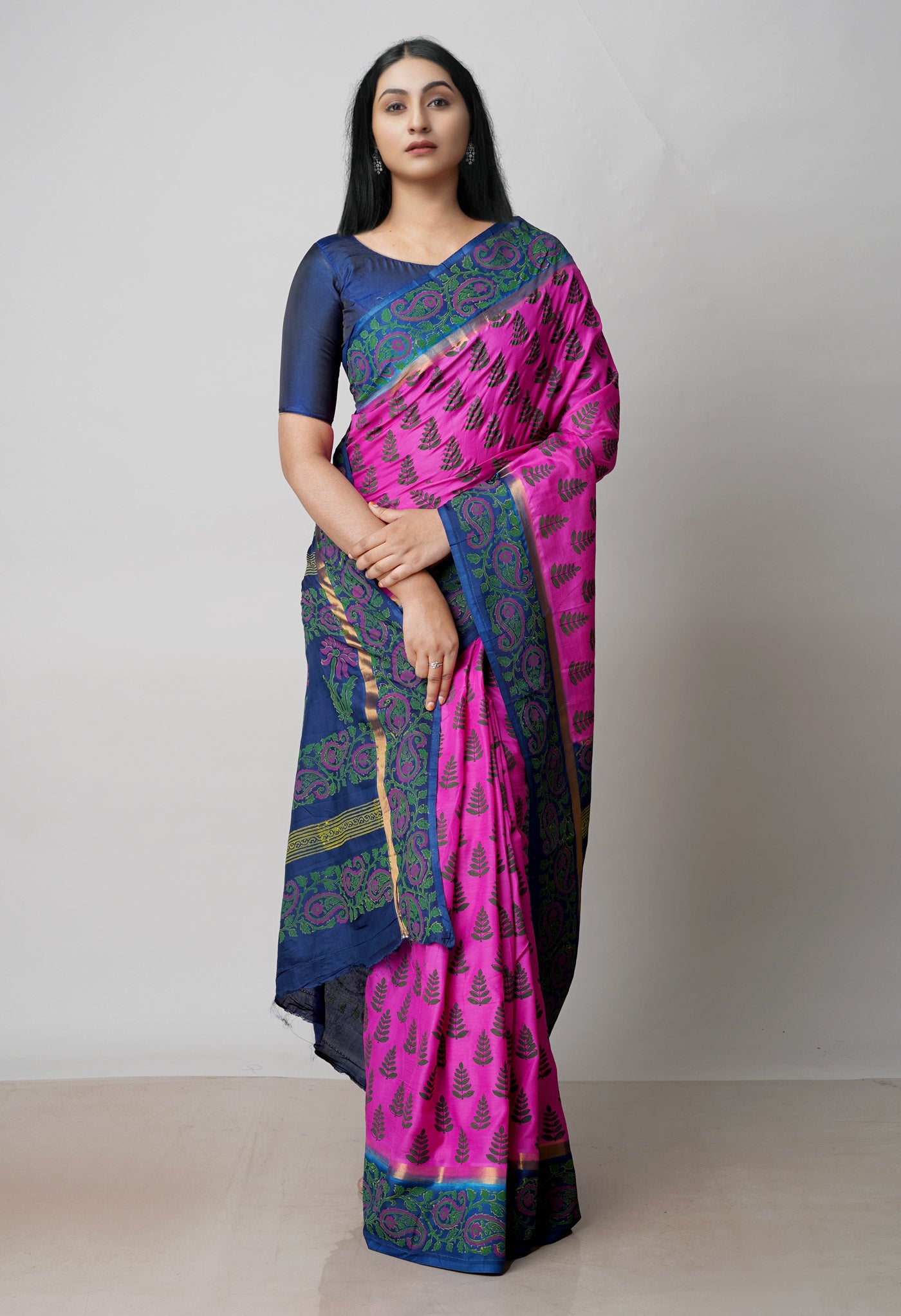 Pink Dyed Printed Summer Bangalore Soft Silk Saree-UNM72774