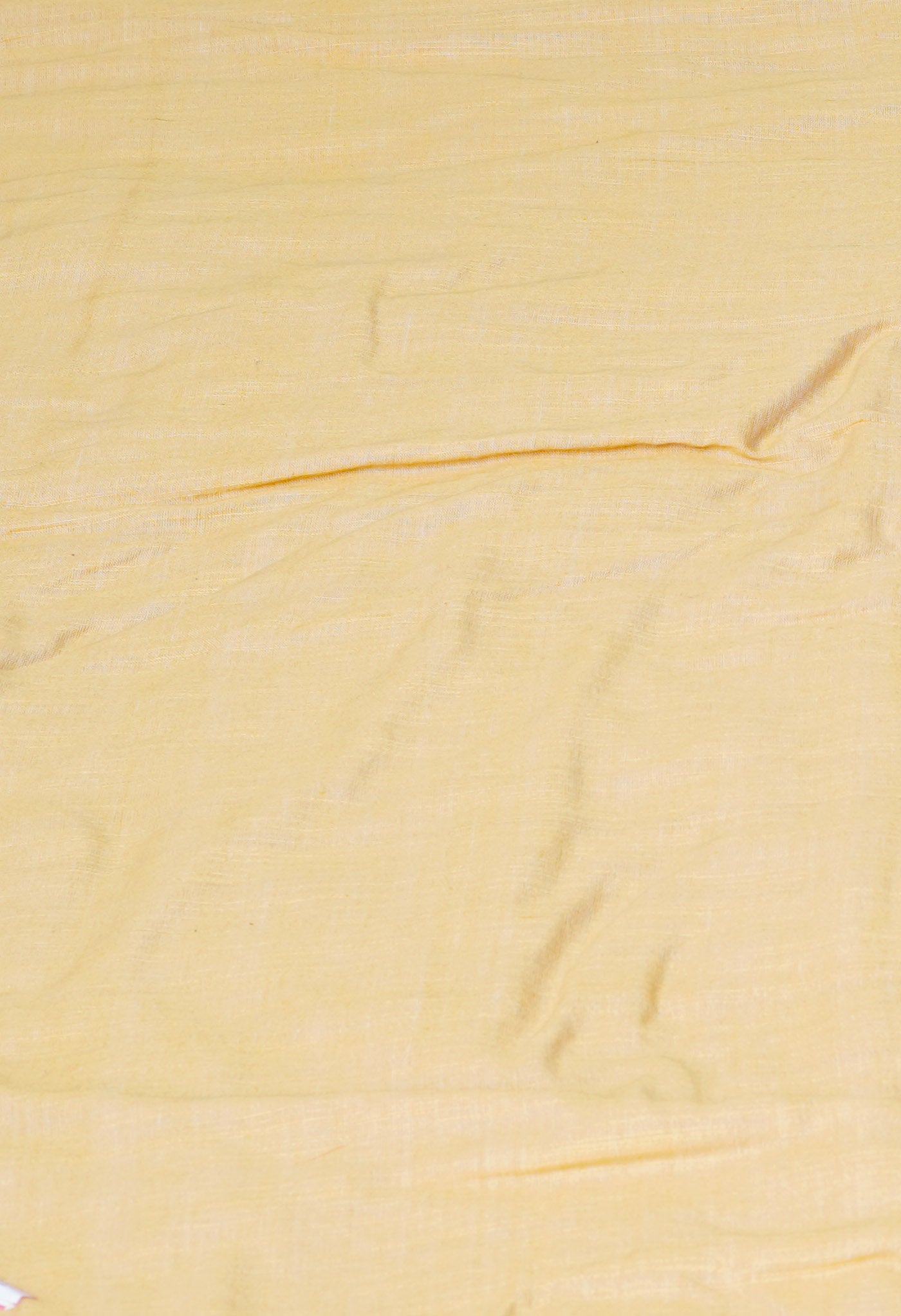 Cream Pure Plain Linen Saree With Tassels