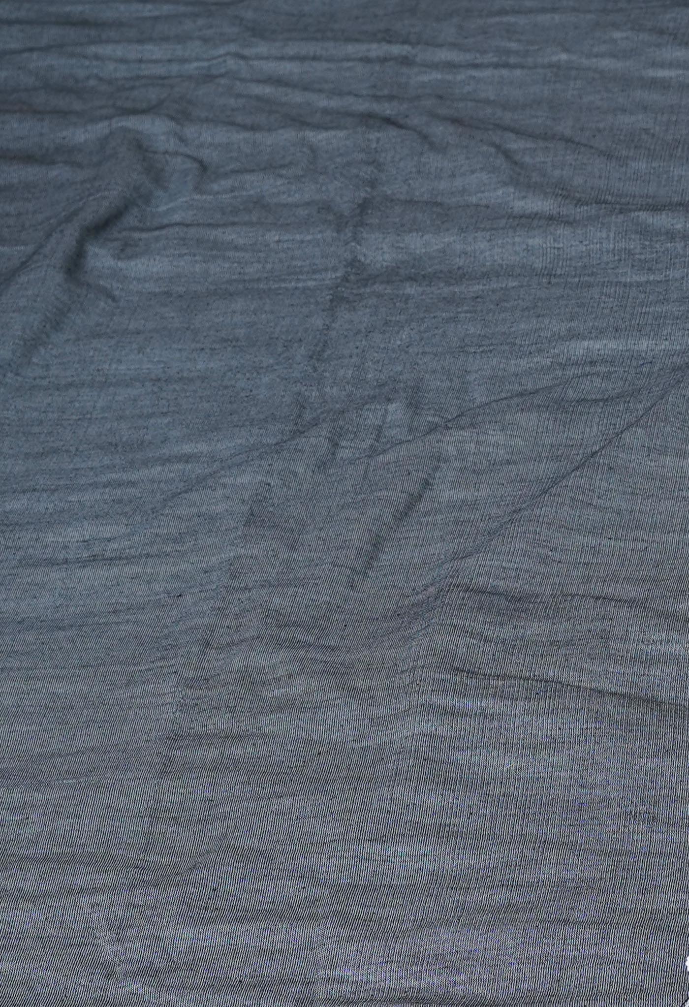 Grey Pure Plain Cotton Linen Saree With Tassels-UNM72850