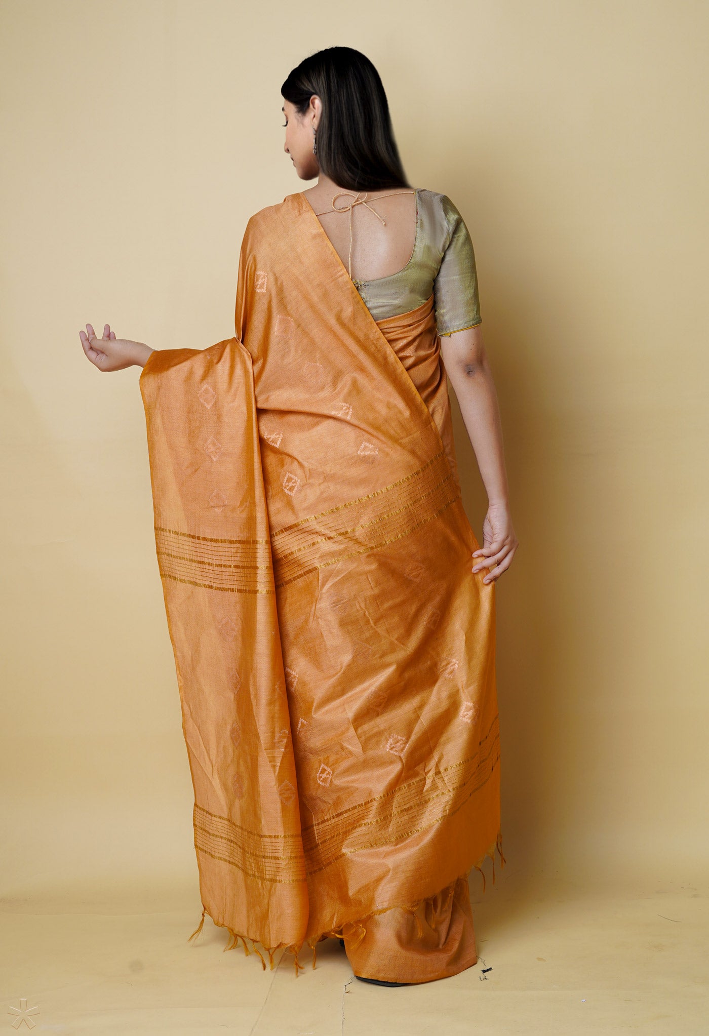 Orange Chanderi Sico Saree-UNM73203