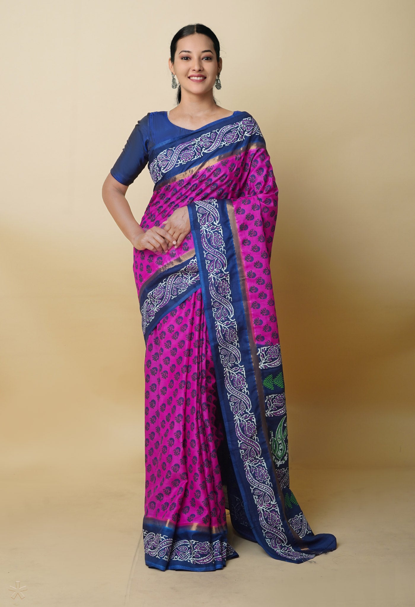 Pink Dyed Printed Summer Bangalore Soft Silk Saree