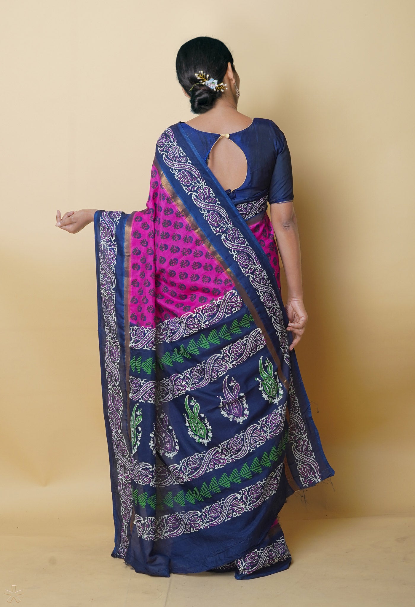 Pink Dyed Printed Summer Bangalore Soft Silk Saree