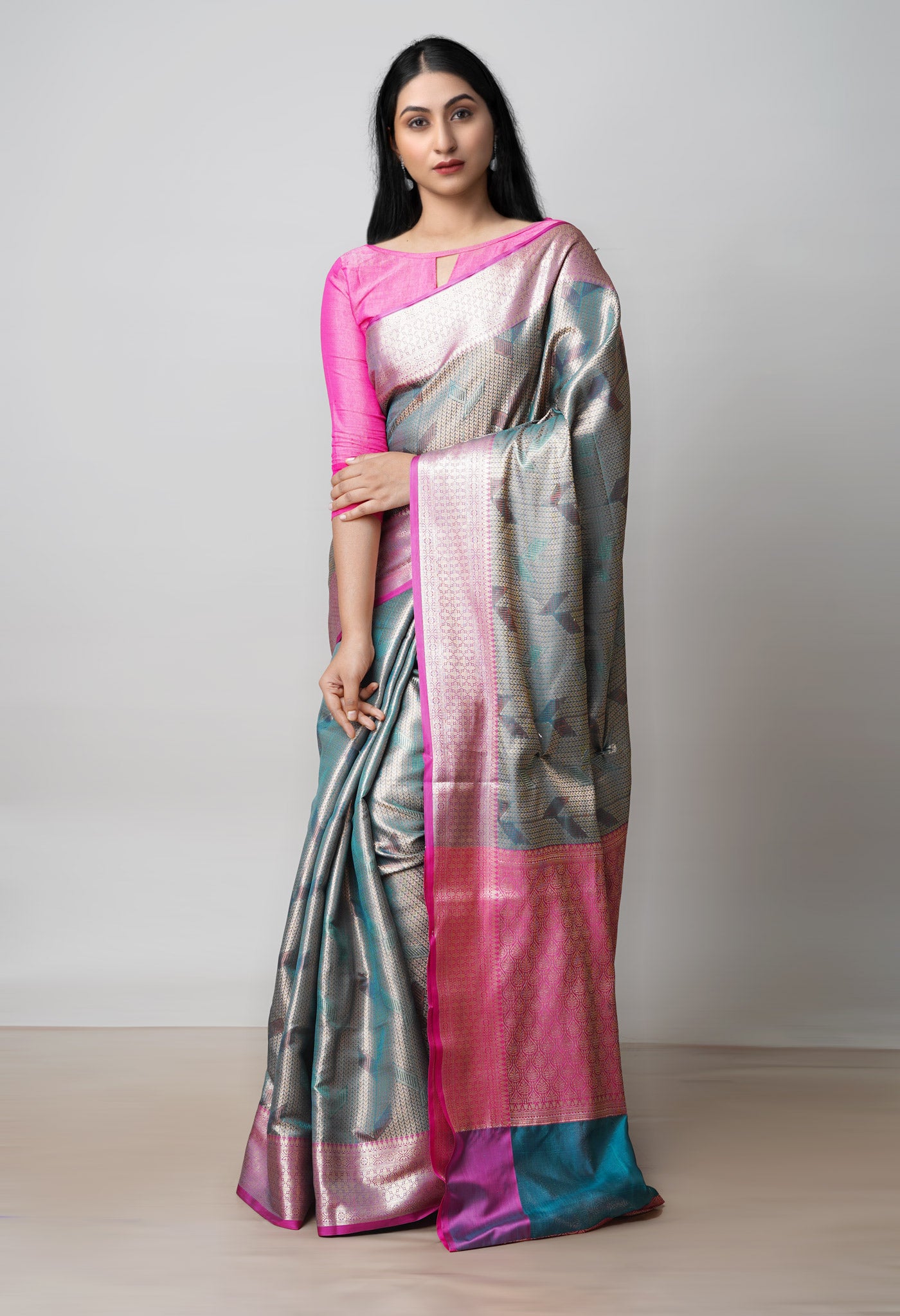 Green Brocade Banarasi Sico Saree-UNM73377
