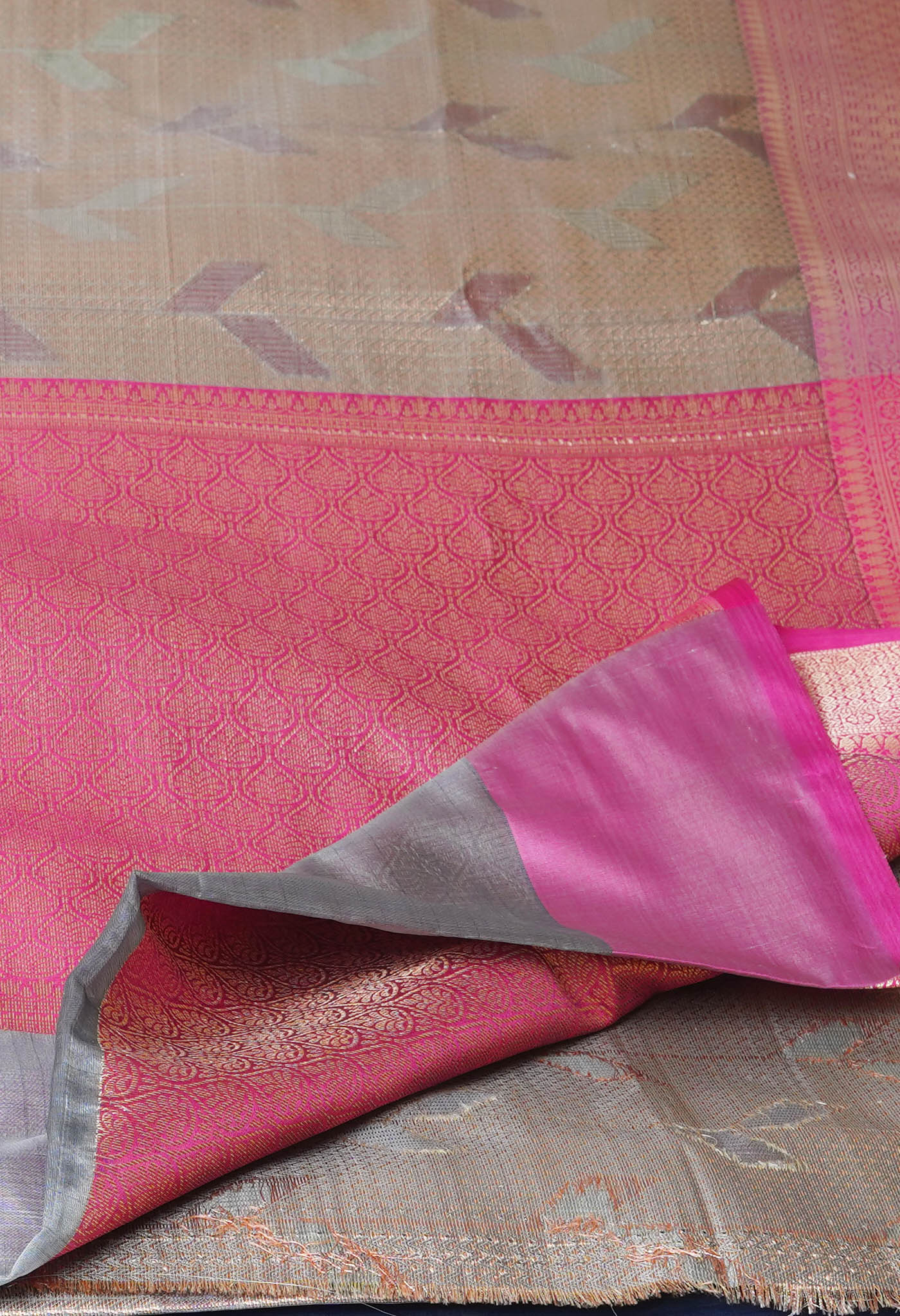 Grey Brocade Banarasi Sico Saree